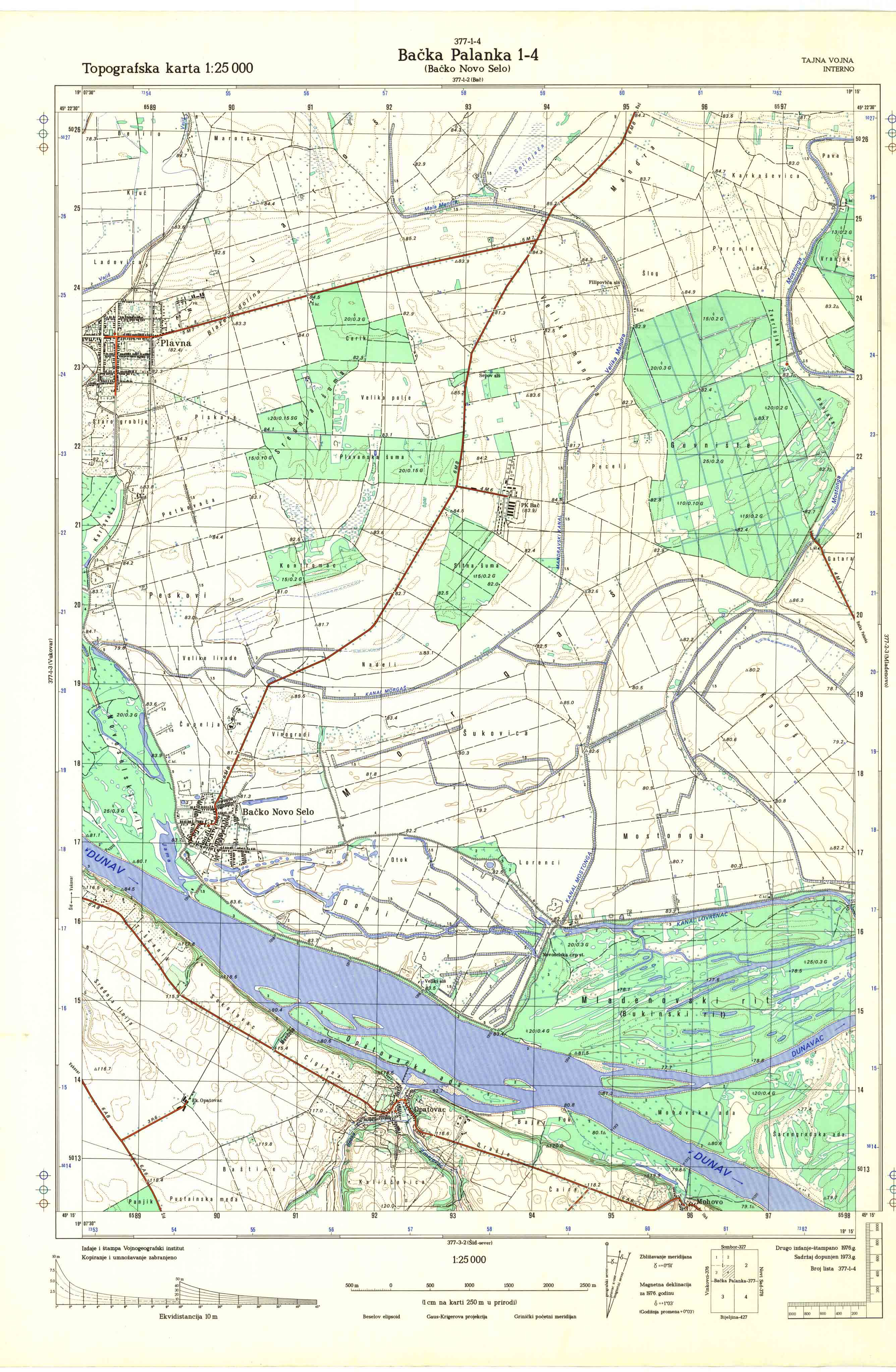  topografska karta srbije 25000 JNA  Bačka Palanka