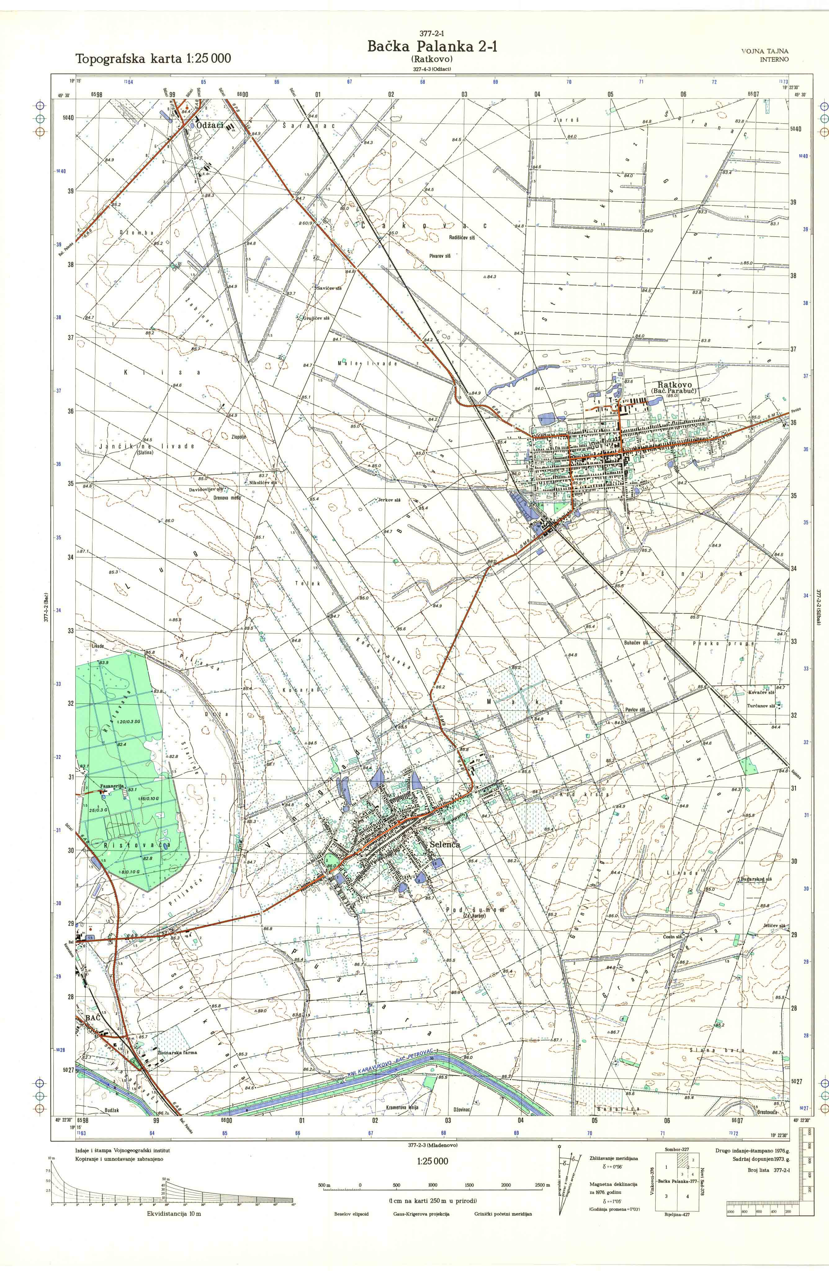  topografska karta srbije 25000 JNA  Bačka Palanka