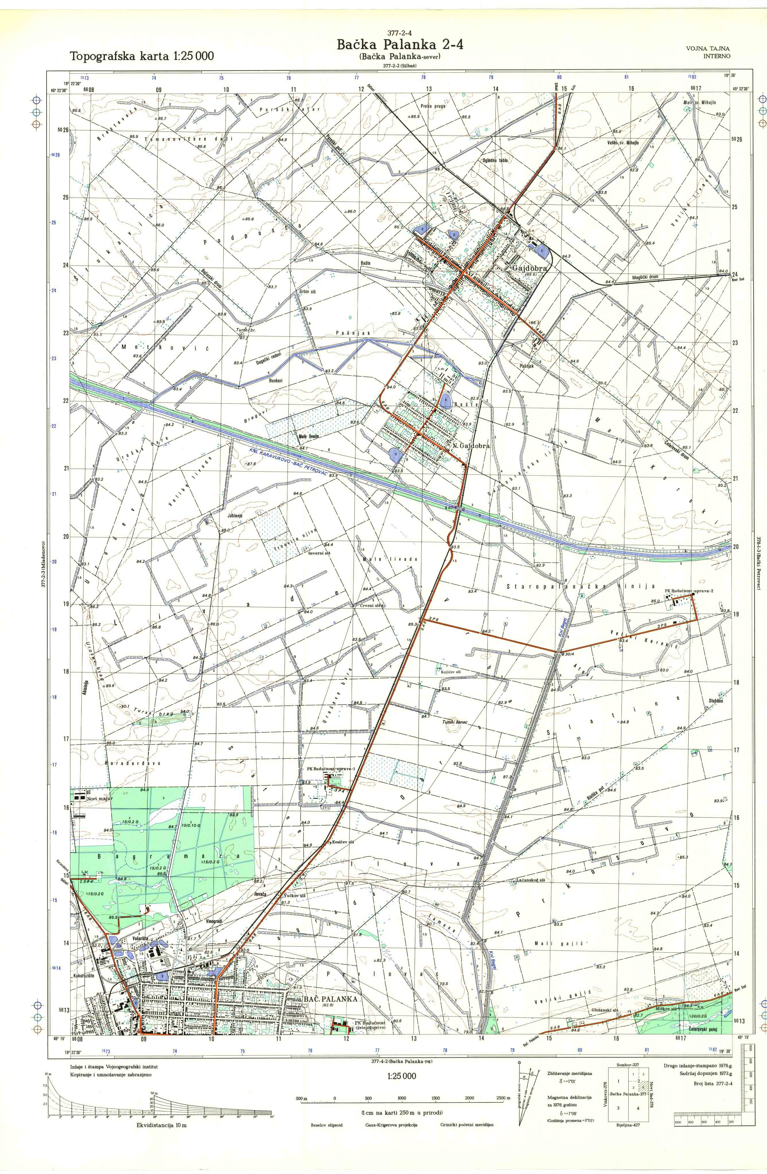  topografska karta srbije 25000 JNA  Bačka Palanka