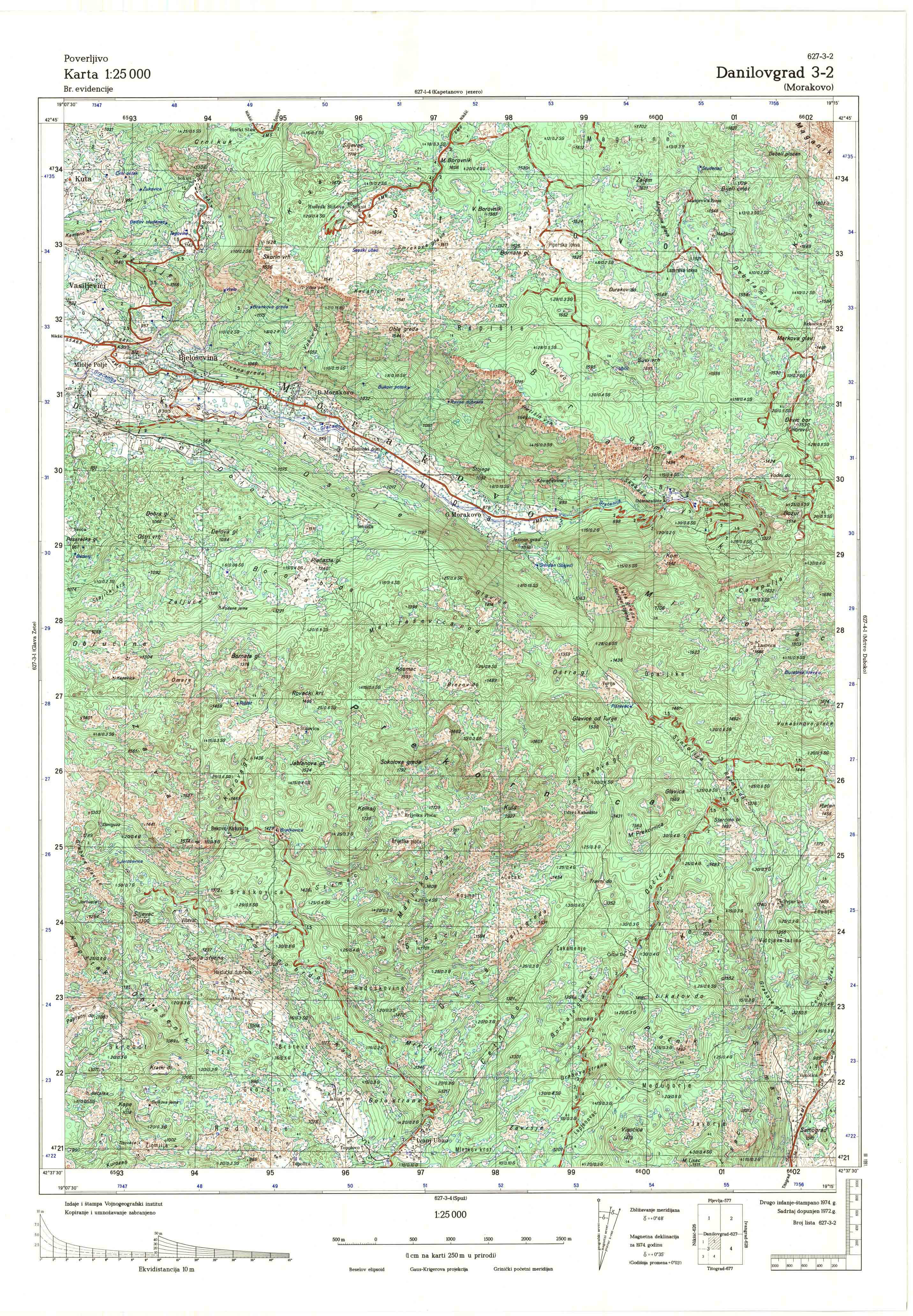  topografska karta srbije 25000 JNA  Nikšič