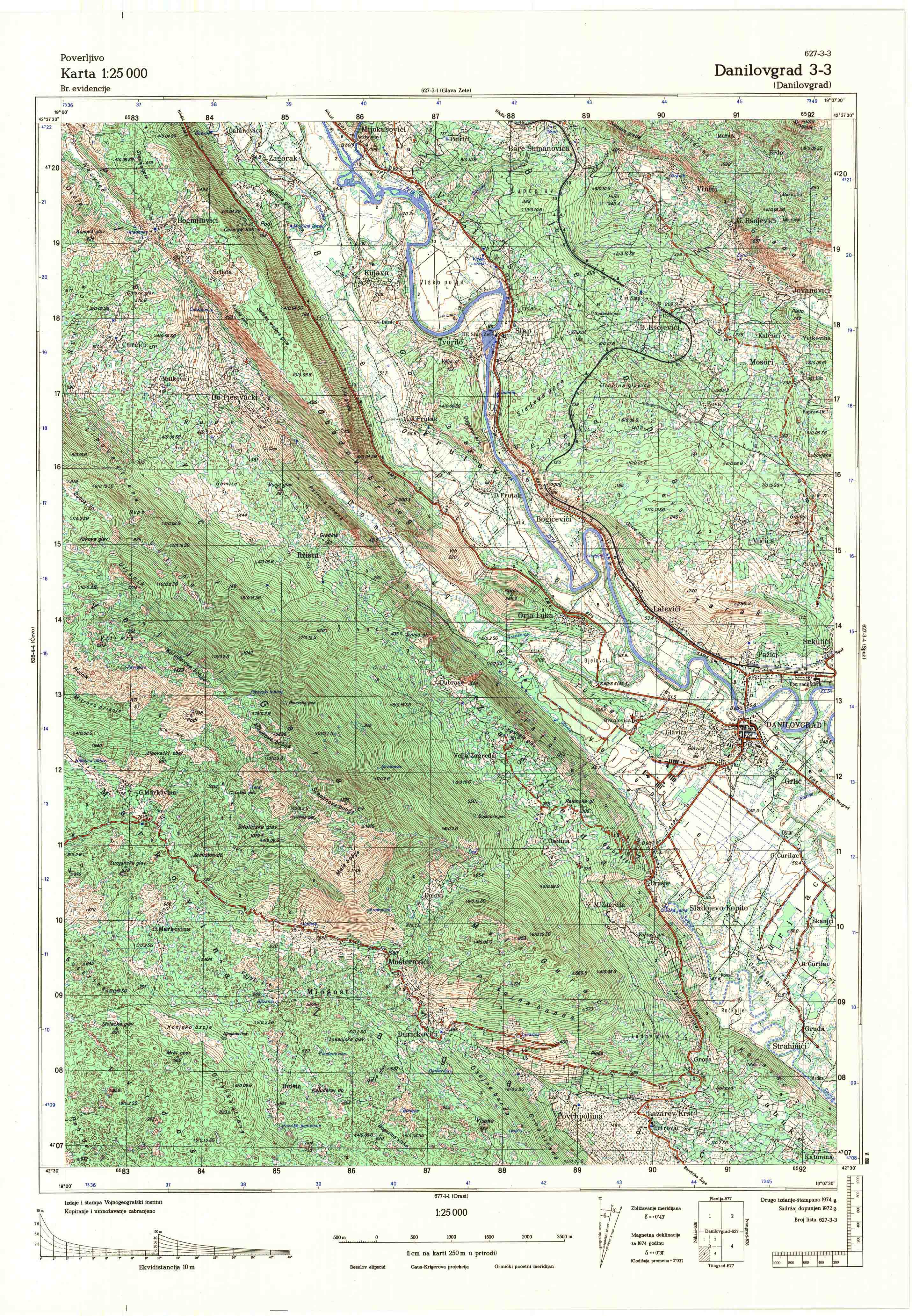  topografska karta srbije 25000 JNA  Nikšič