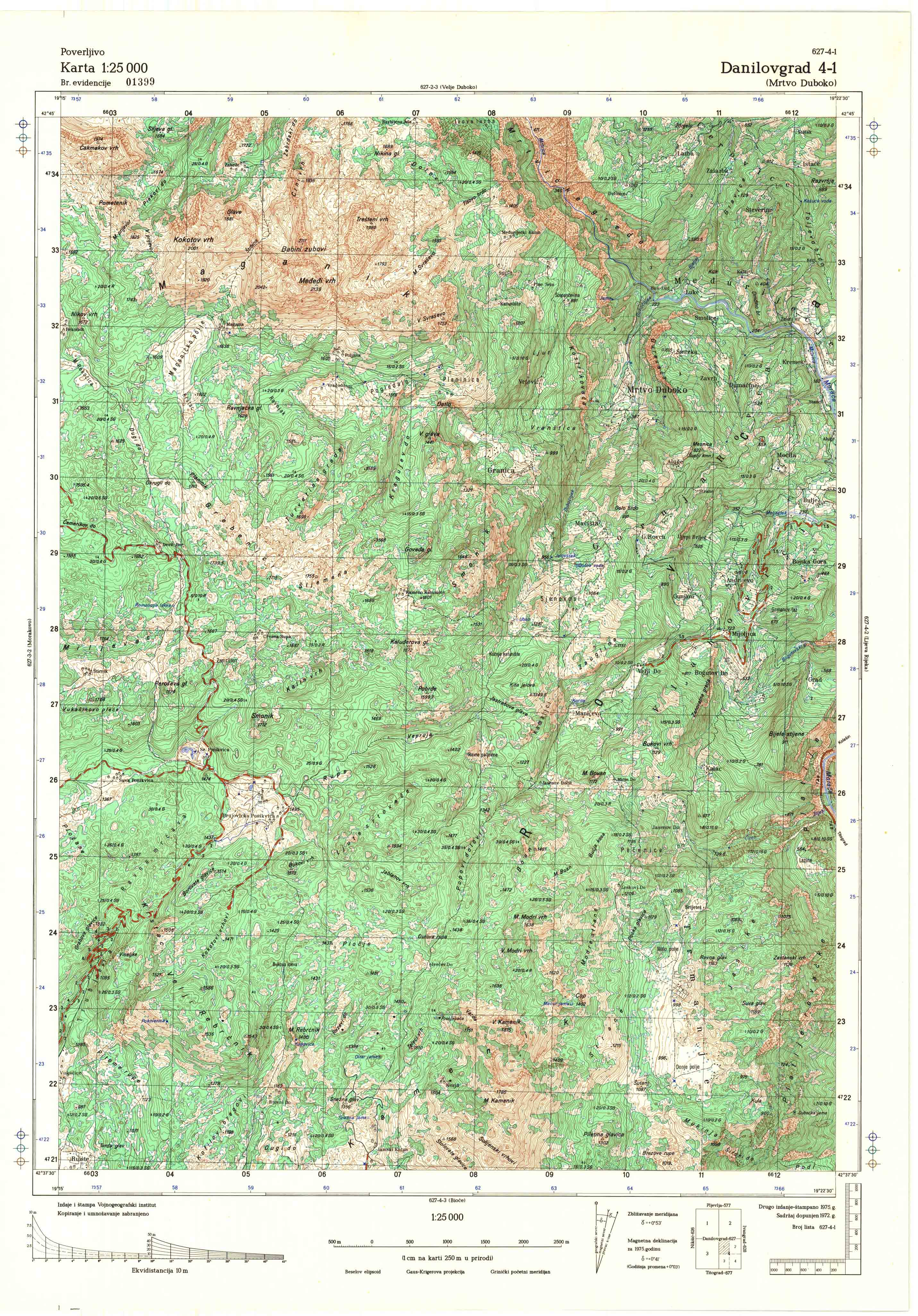  topografska karta srbije 25000 JNA  Nikšič