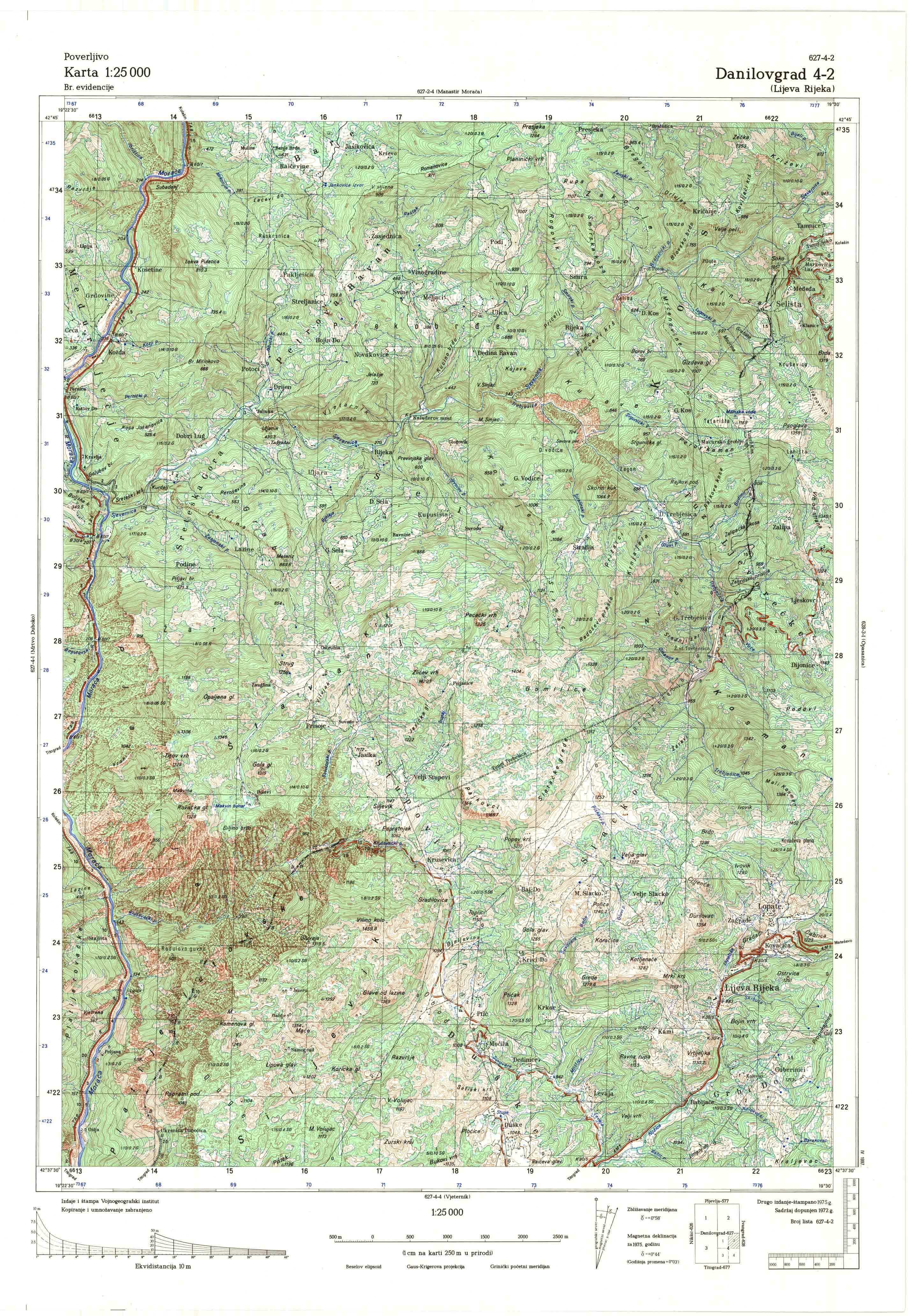  topografska karta srbije 25000 JNA  Nikšič