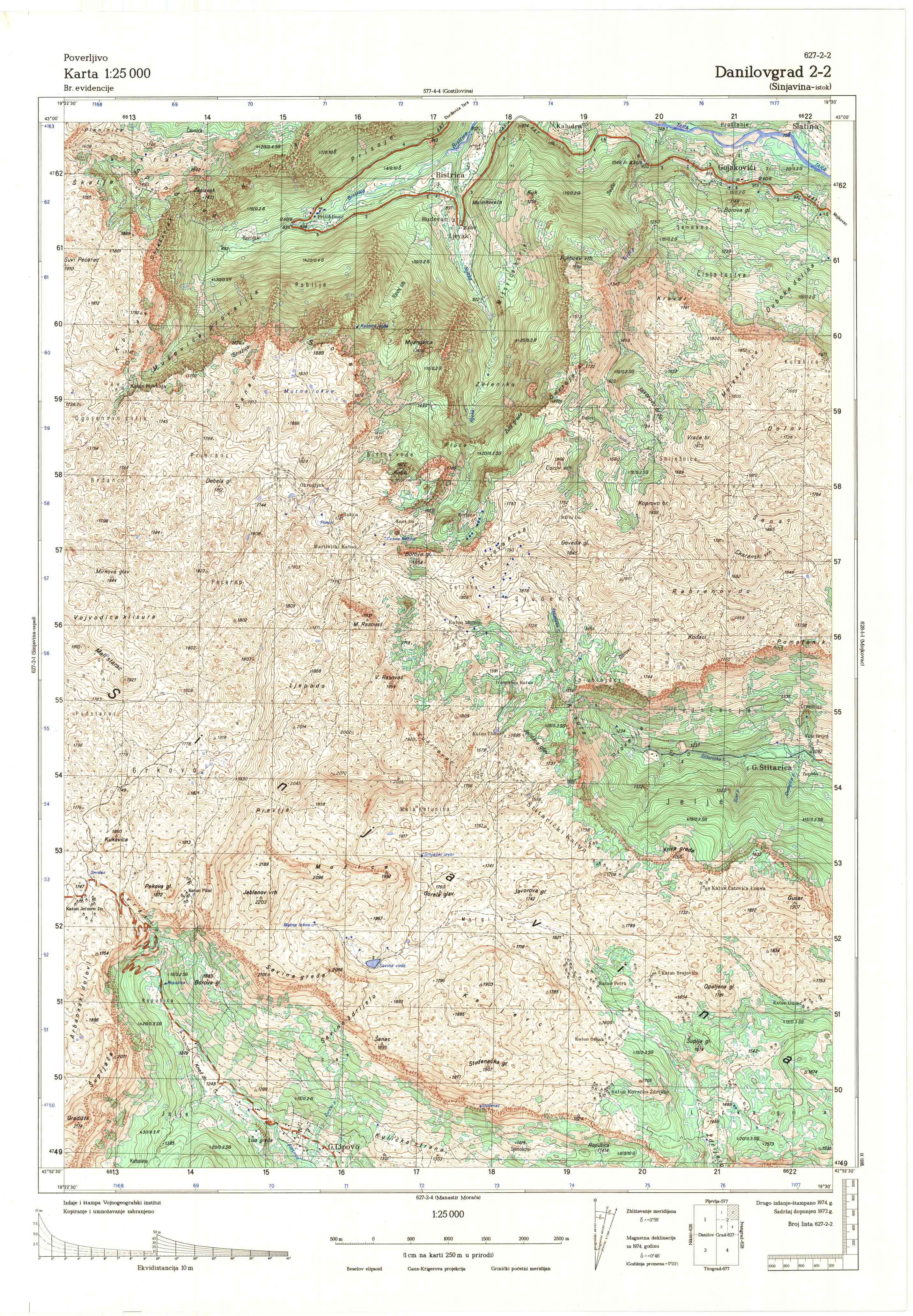  topografska karta srbije 25000 JNA  Nikšič