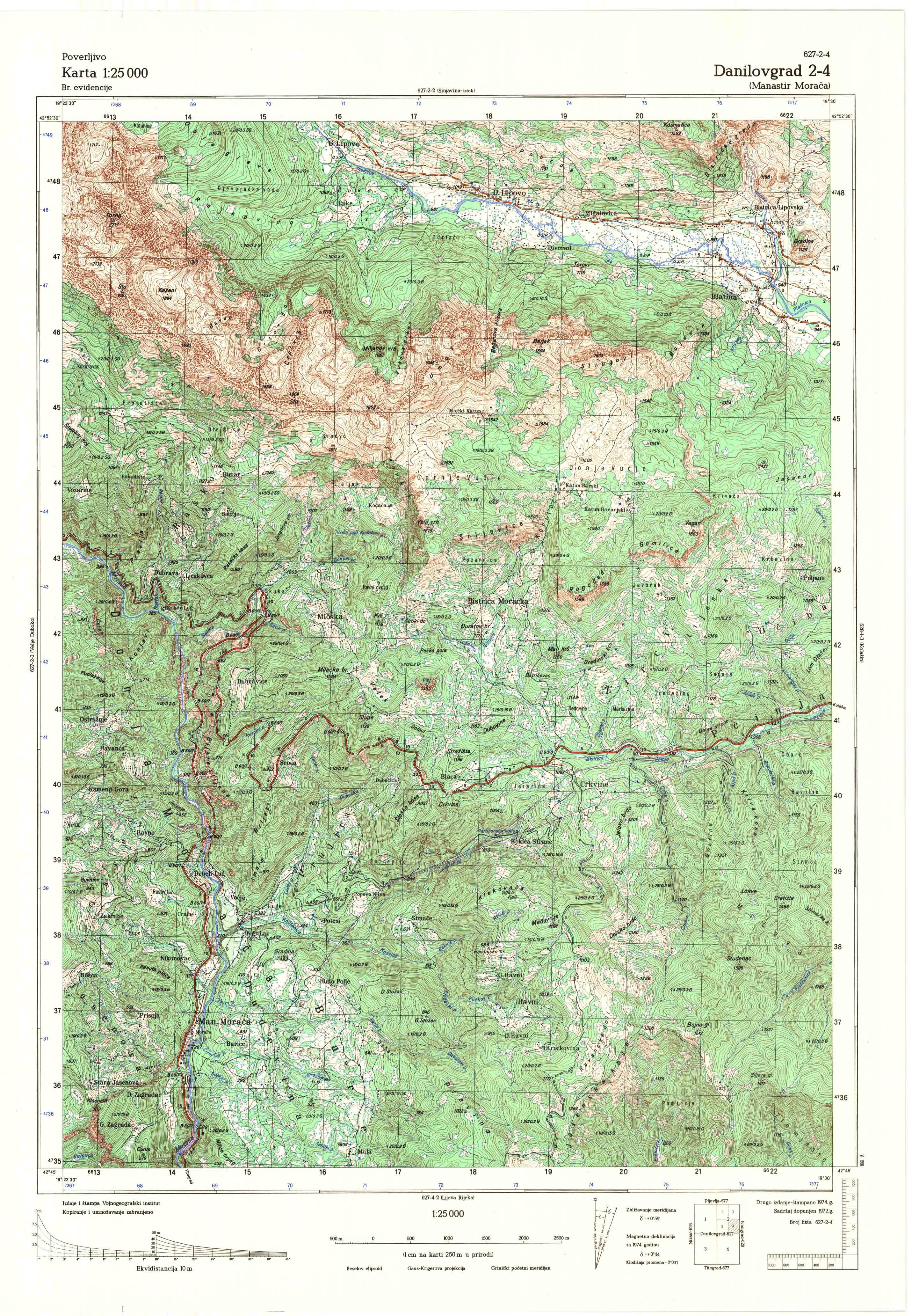  topografska karta srbije 25000 JNA  Nikšič