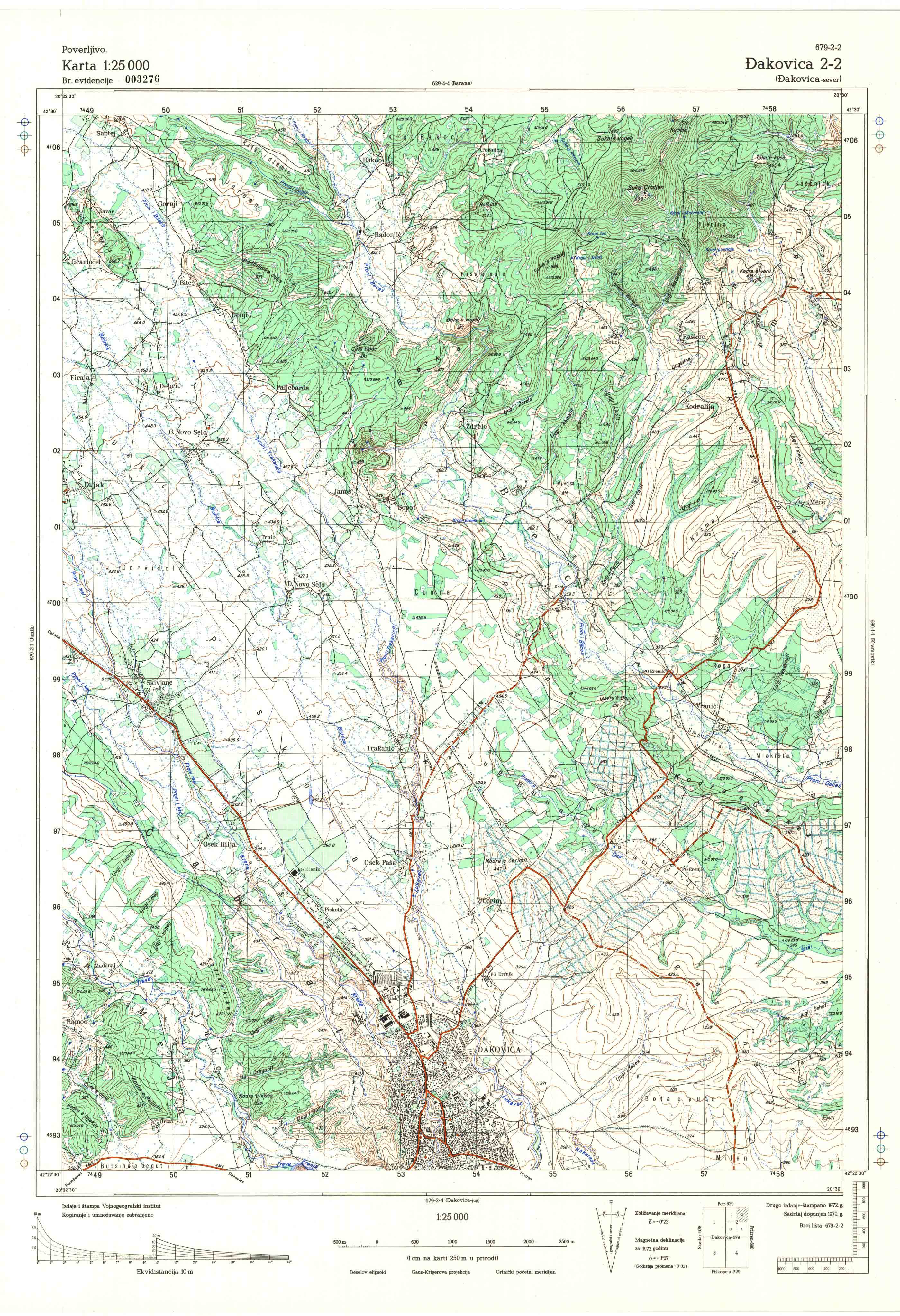  topografske karte kosove 25000 JNA  Đakovica