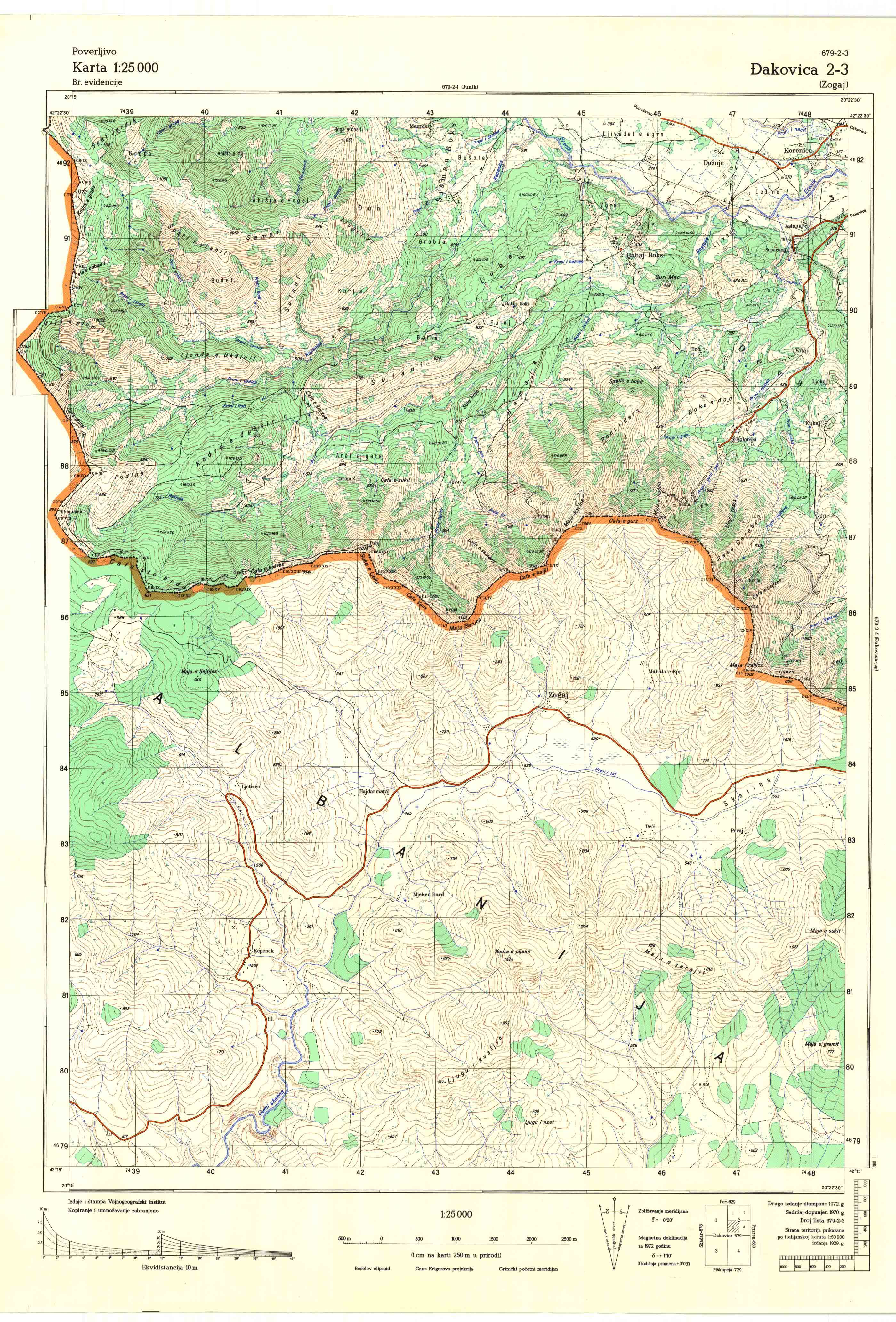  topografske karte kosove 25000 JNA  Đakovica