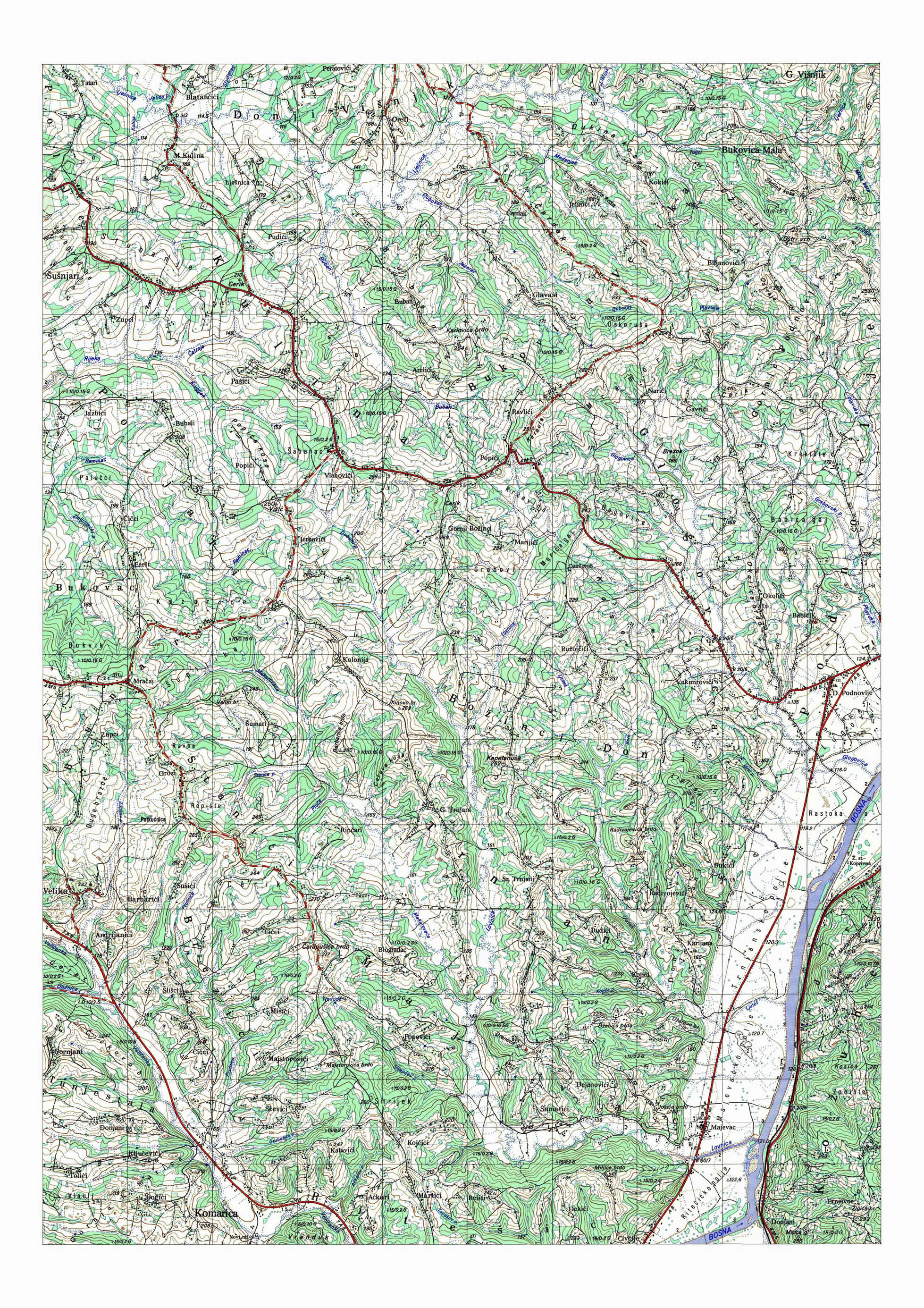  topografska karta BiH 25000 JNA  Doboj