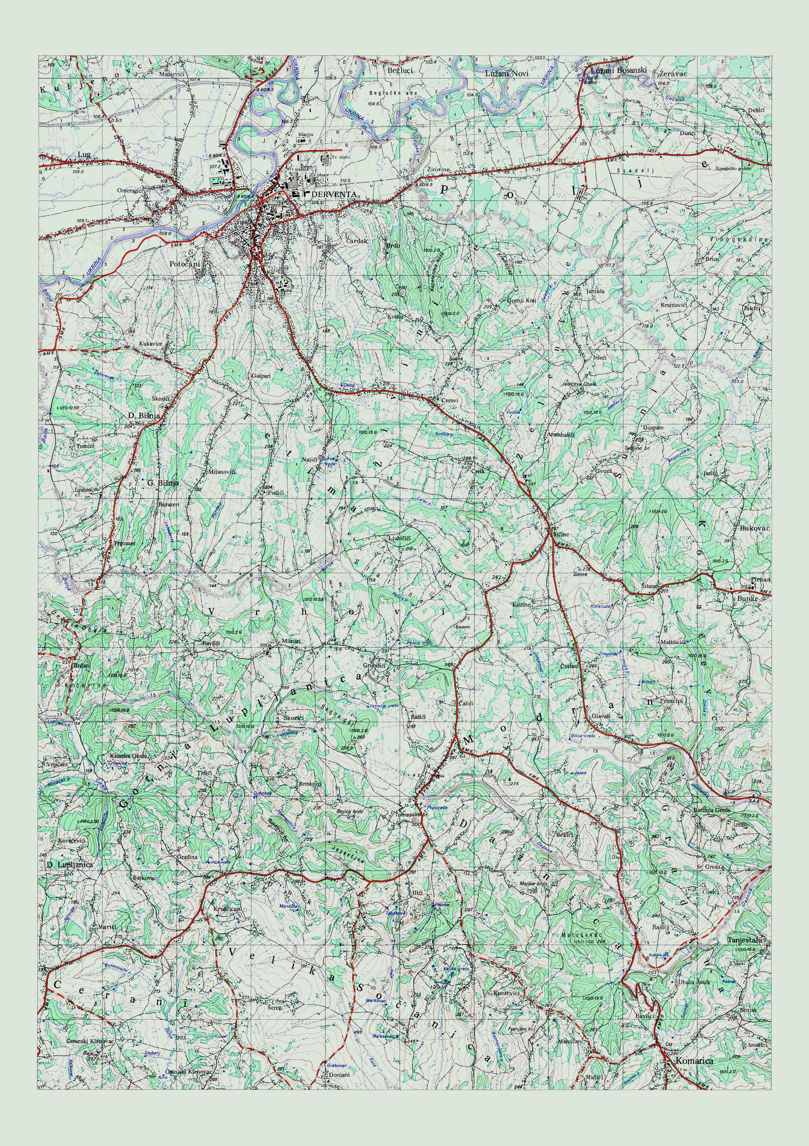  topografska karta BiH 25000 JNA  Drventa