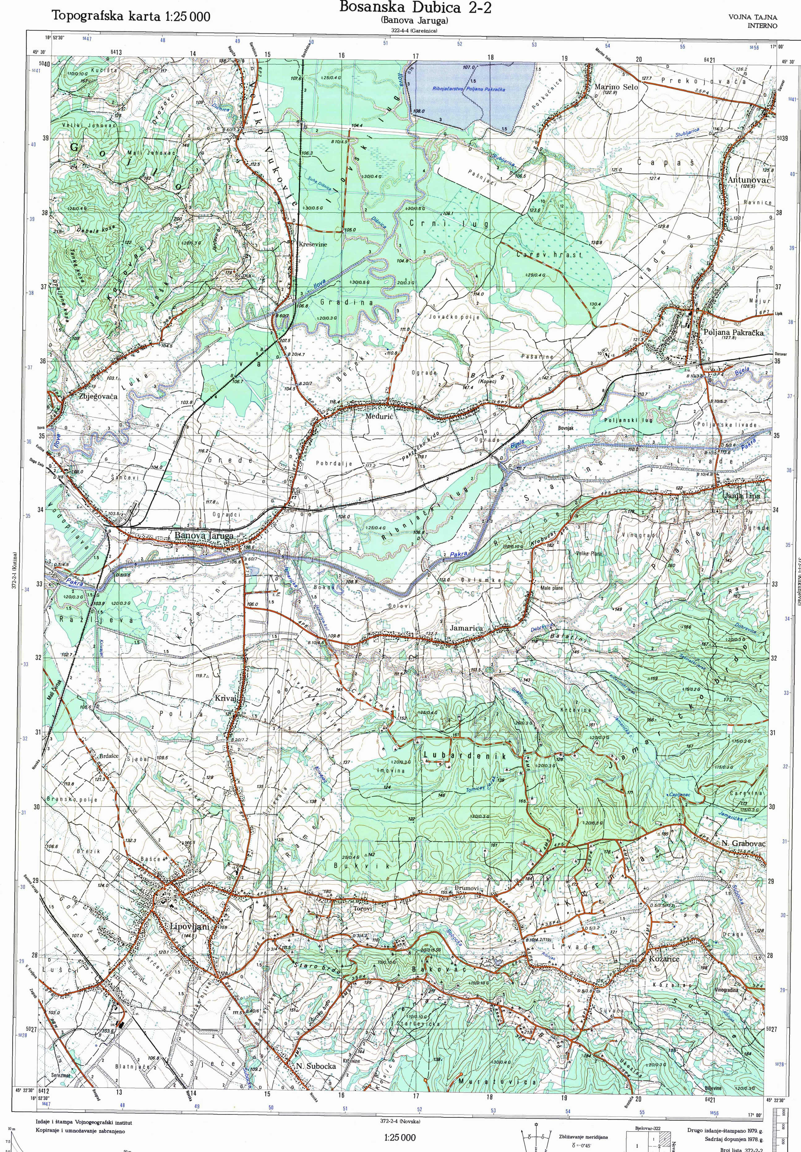  topografska karta BiH 25000 JNA  Dubica