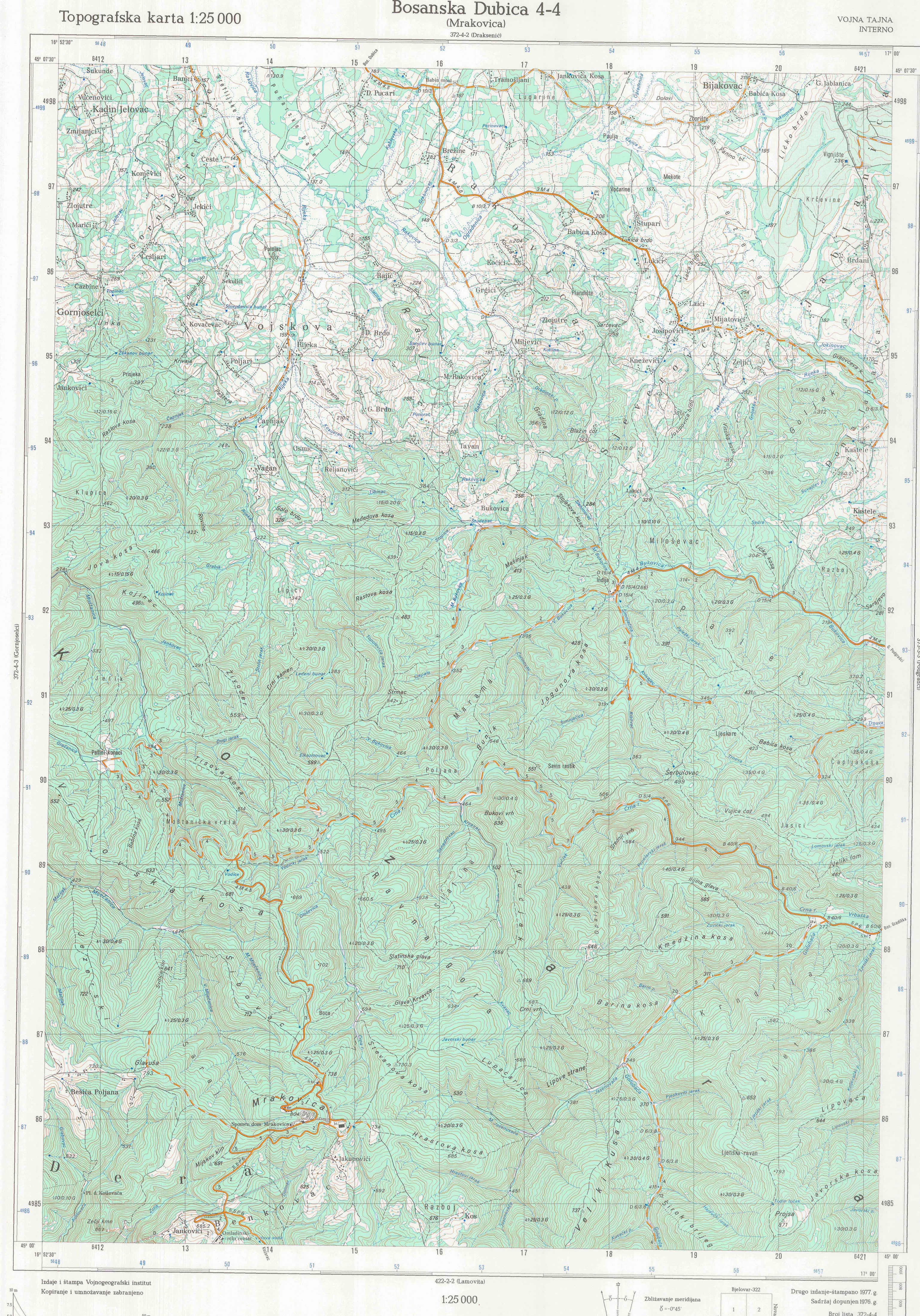 topografska karta BiH 25000 JNA  Dubica