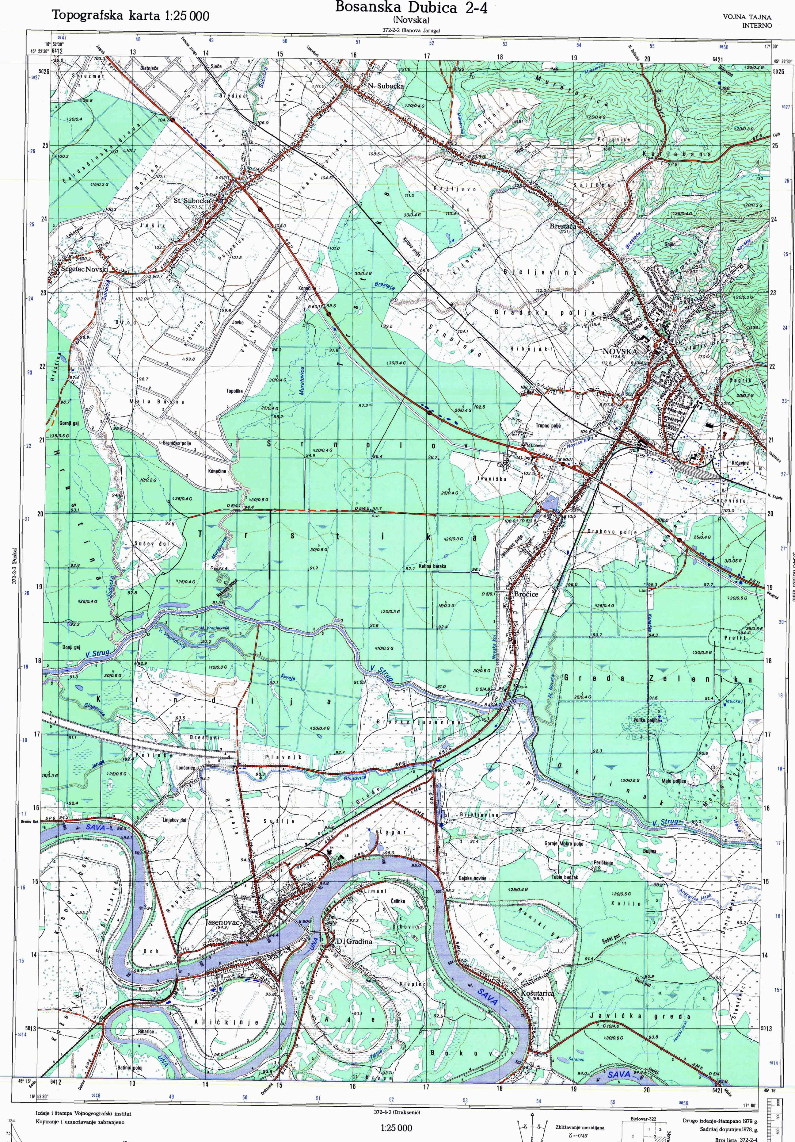  topografska karta BiH 25000 JNA  Dubica