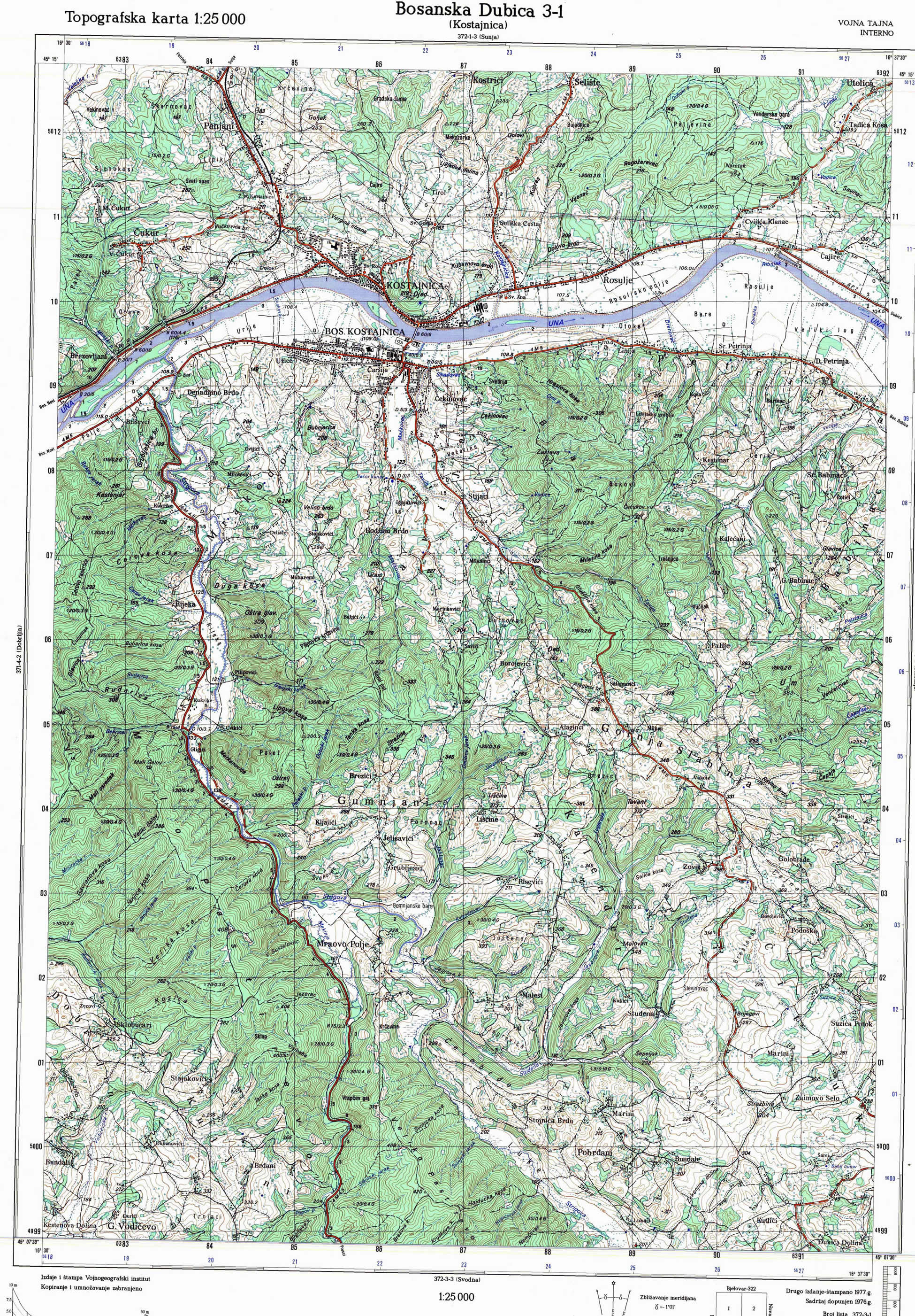  topografska karta BiH 25000 JNA  Dubica