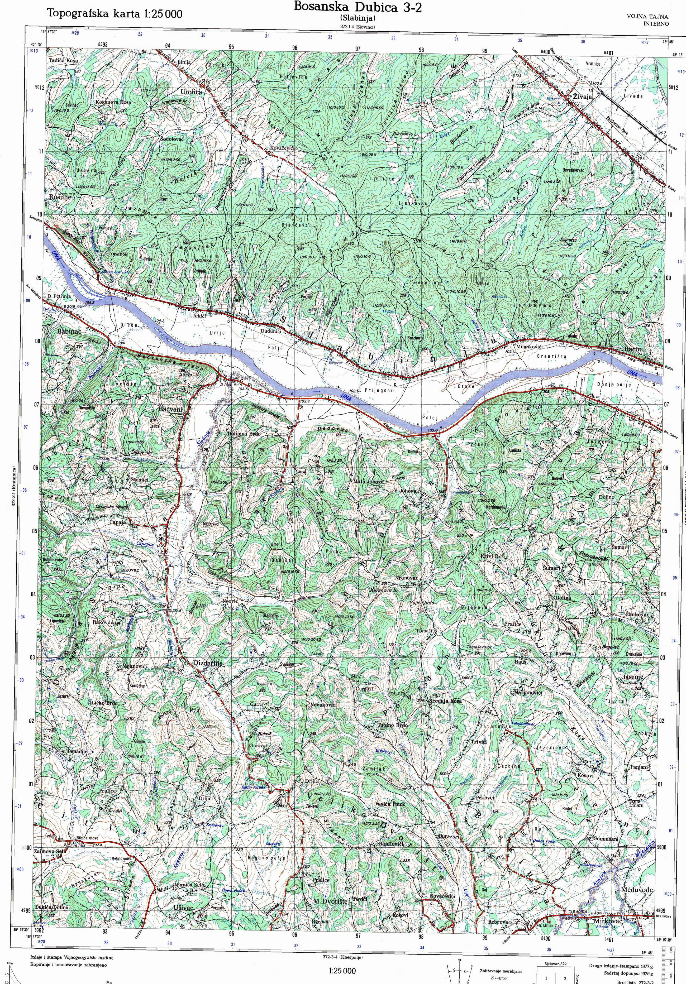 topografska karta BiH 25000 JNA  Dubica