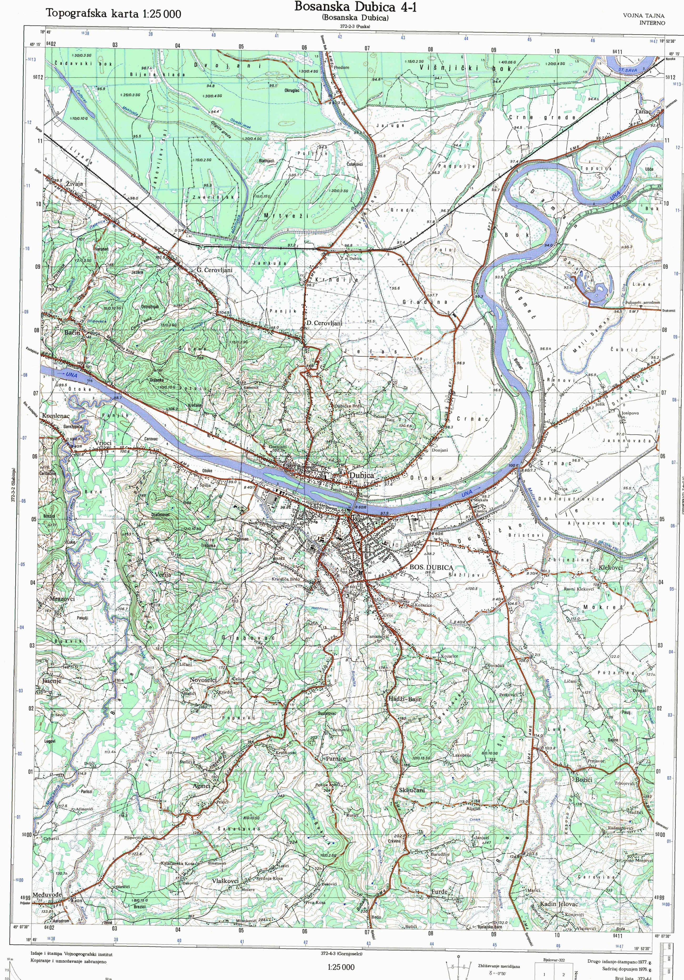  topografska karta BiH 25000 JNA  Dubica