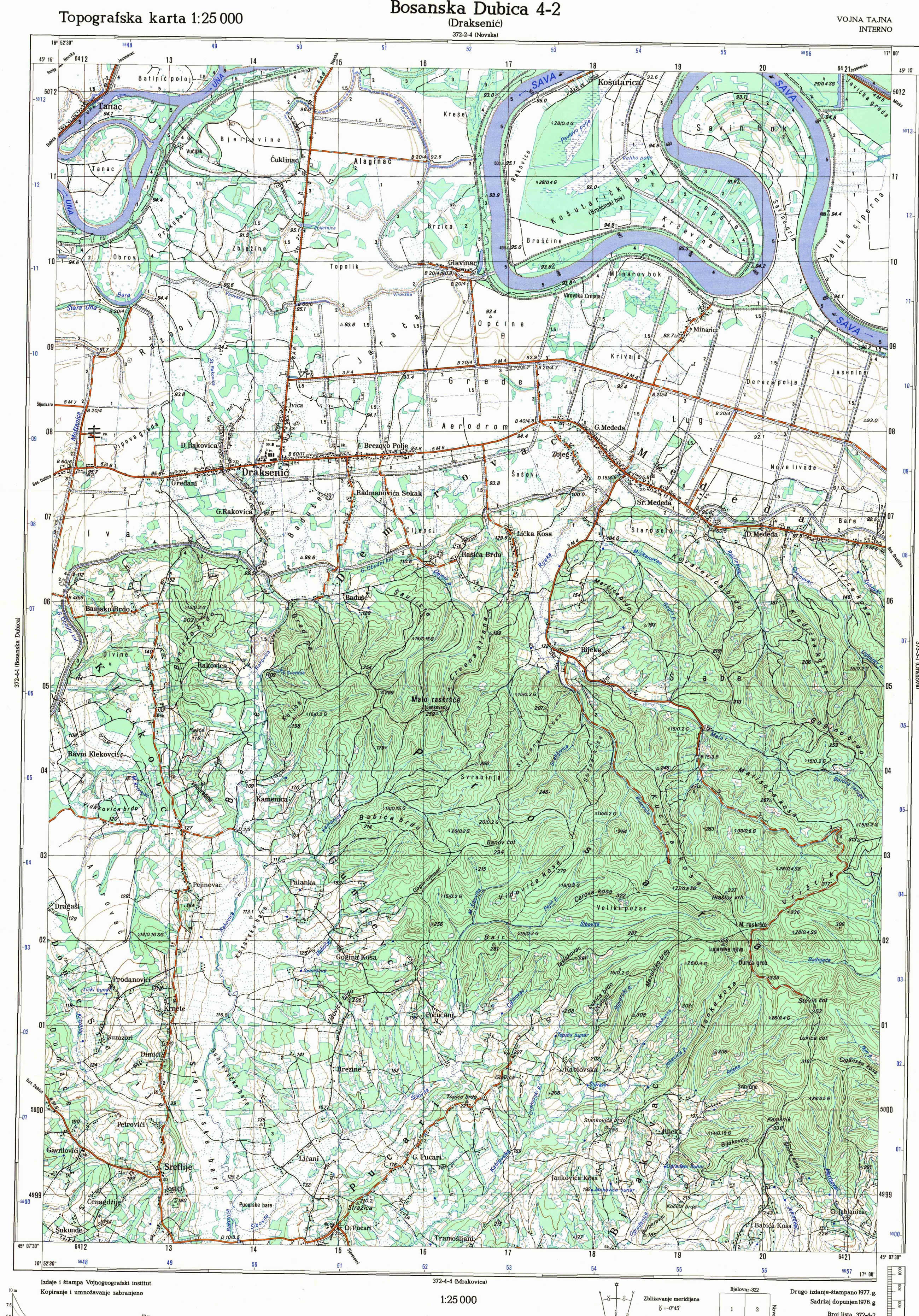  topografska karta BiH 25000 JNA  Dubica