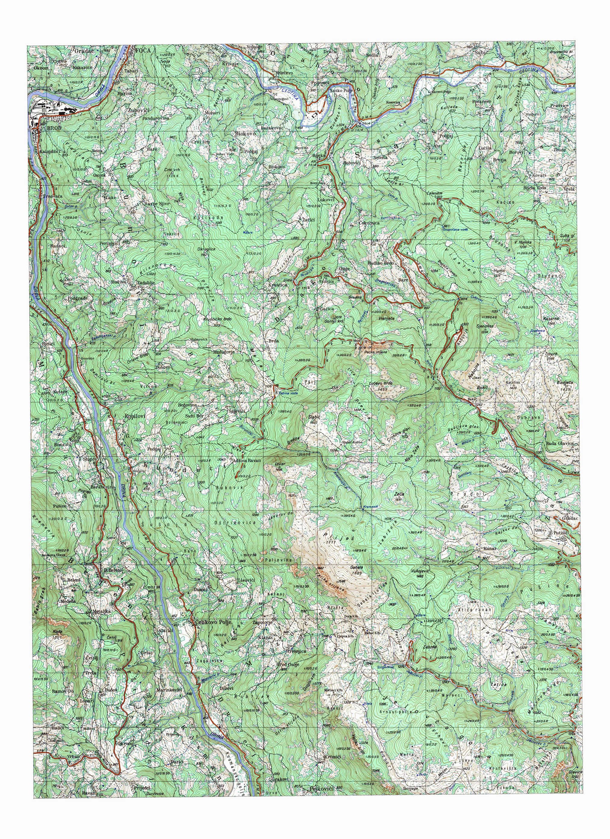  topografska karta BiH 25000 Beleni