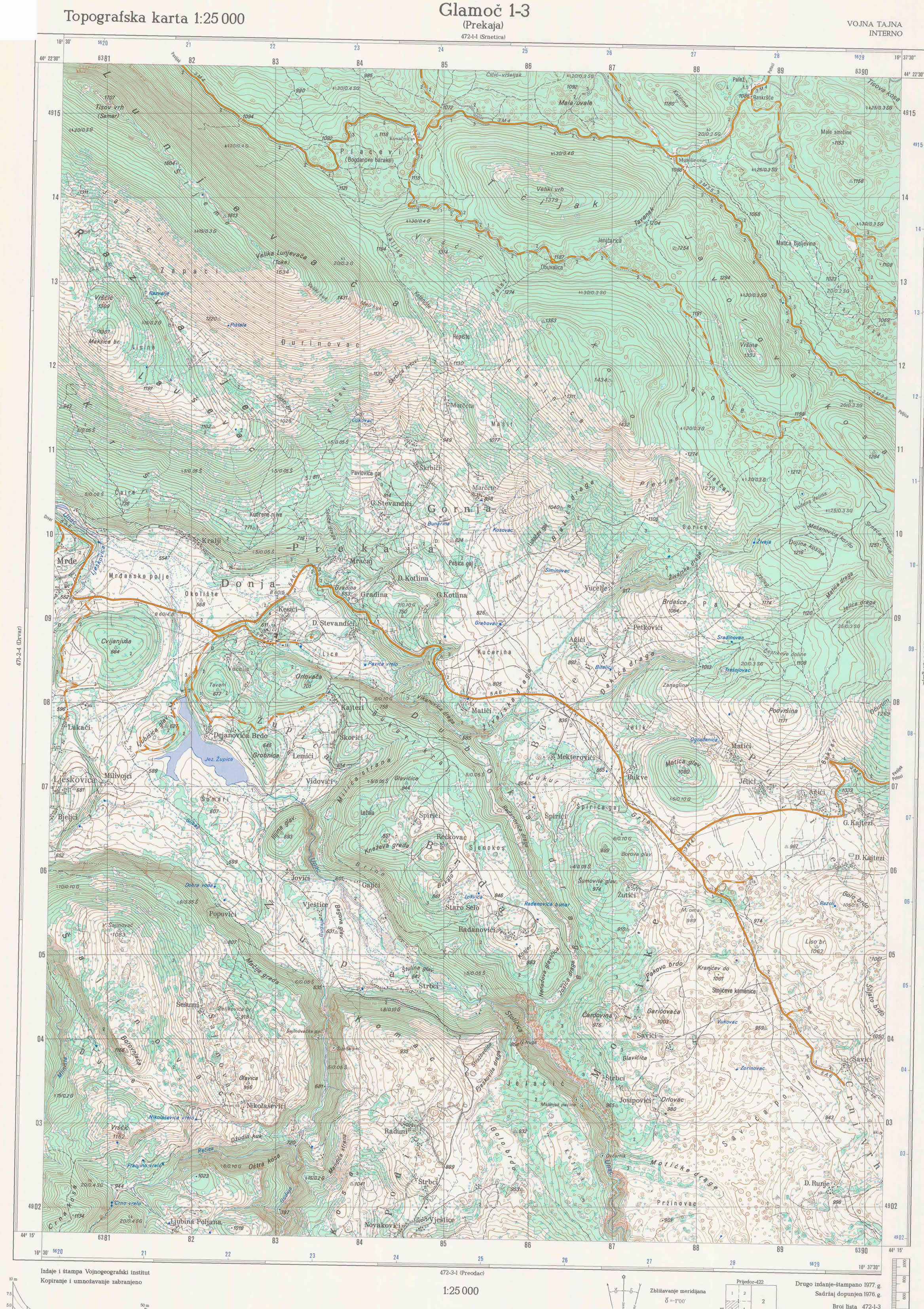  topografska karta BiH 25000 JNA  Prekaja