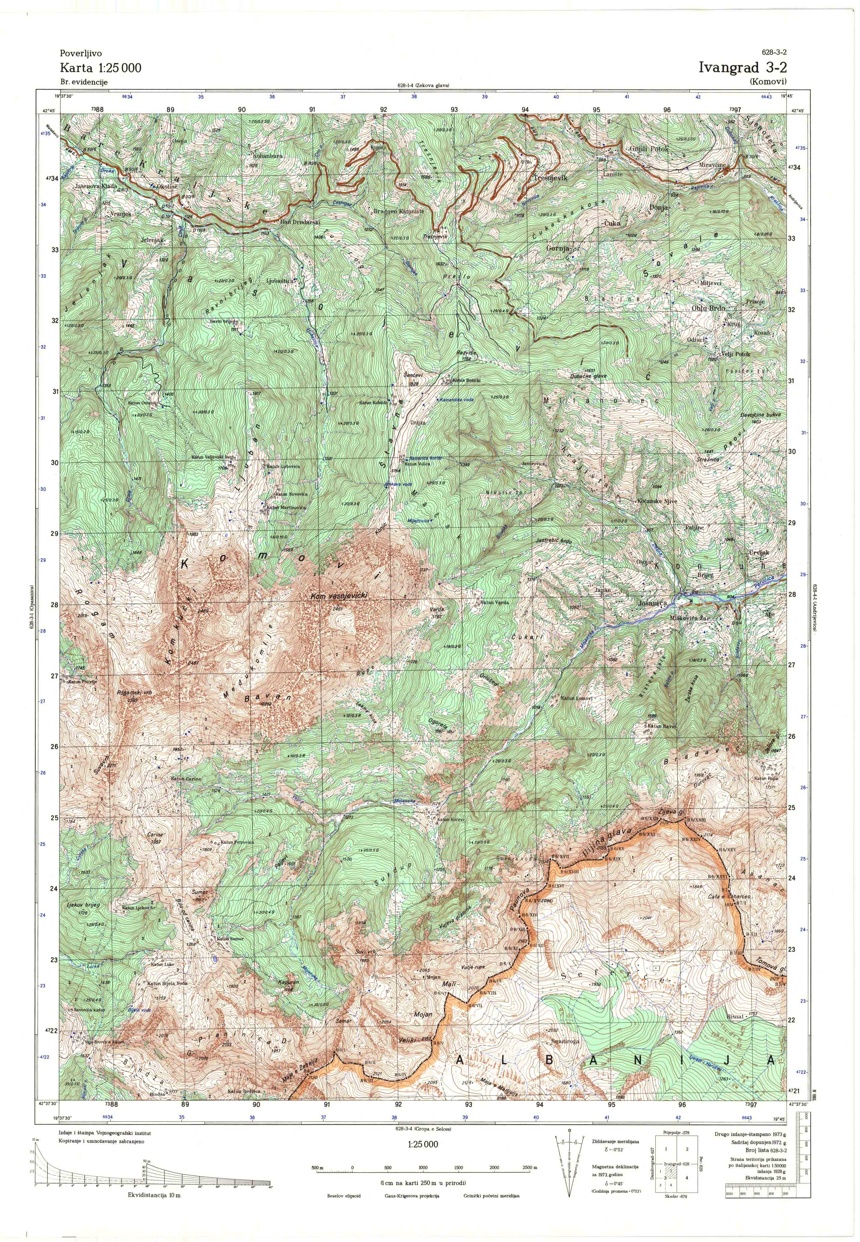  topografska karta crne gore 25000 JNA  Ivangrad