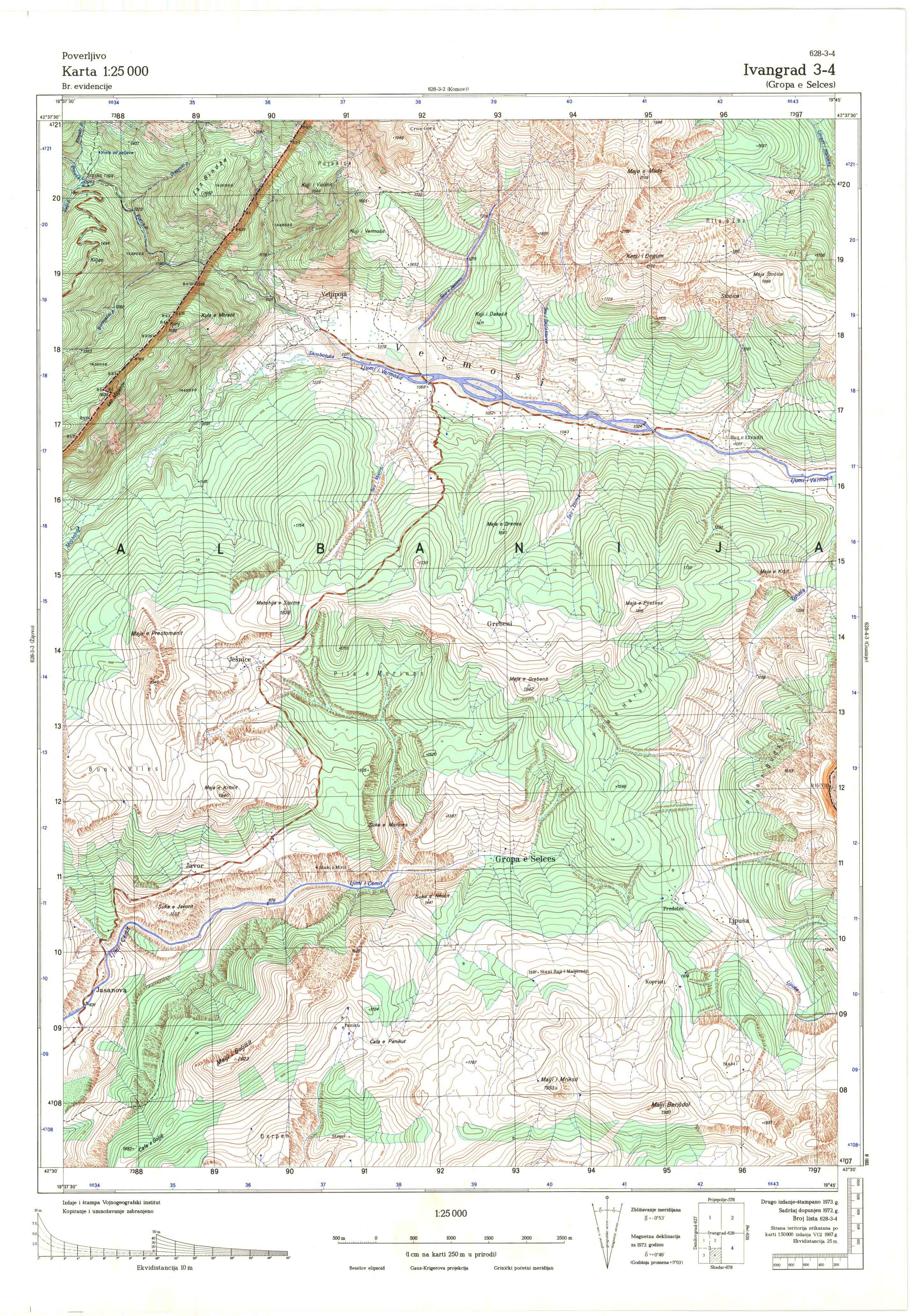  topografska karta crne gore 25000 JNA  Ivangrad