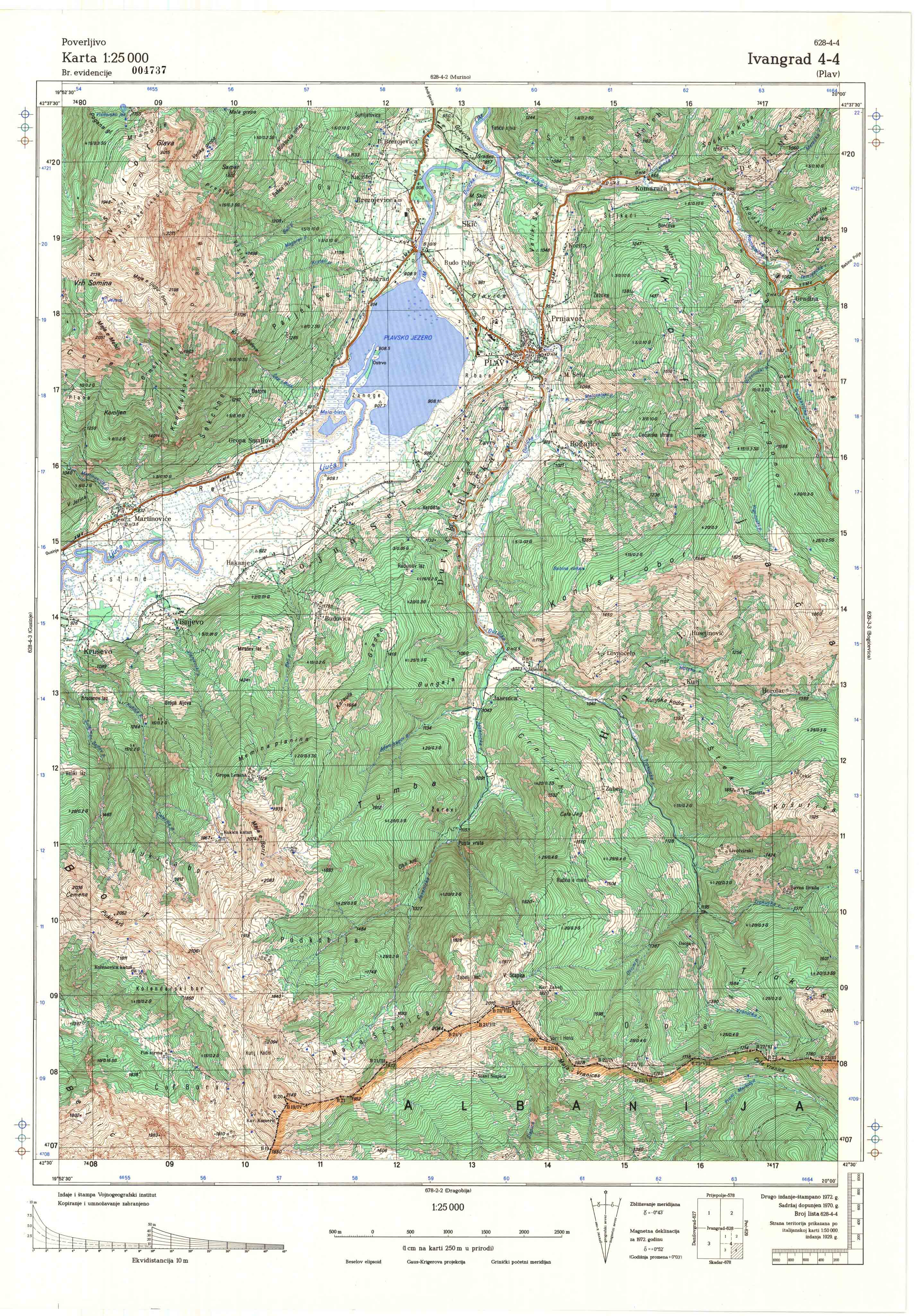  topografska karta crne gore 25000 JNA  Ivangrad