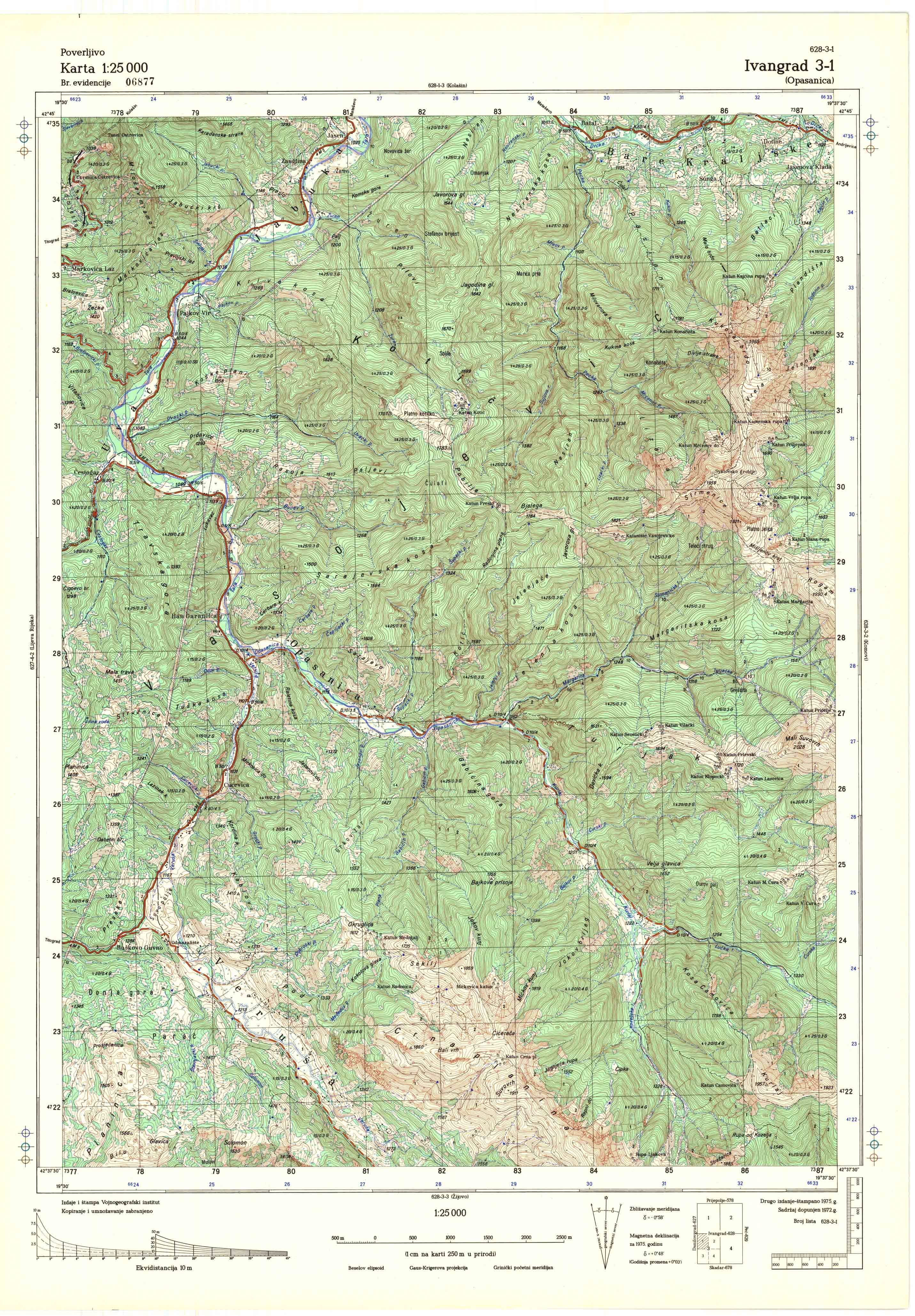  topografska karta crne gore 25000 JNA  Ivangrad