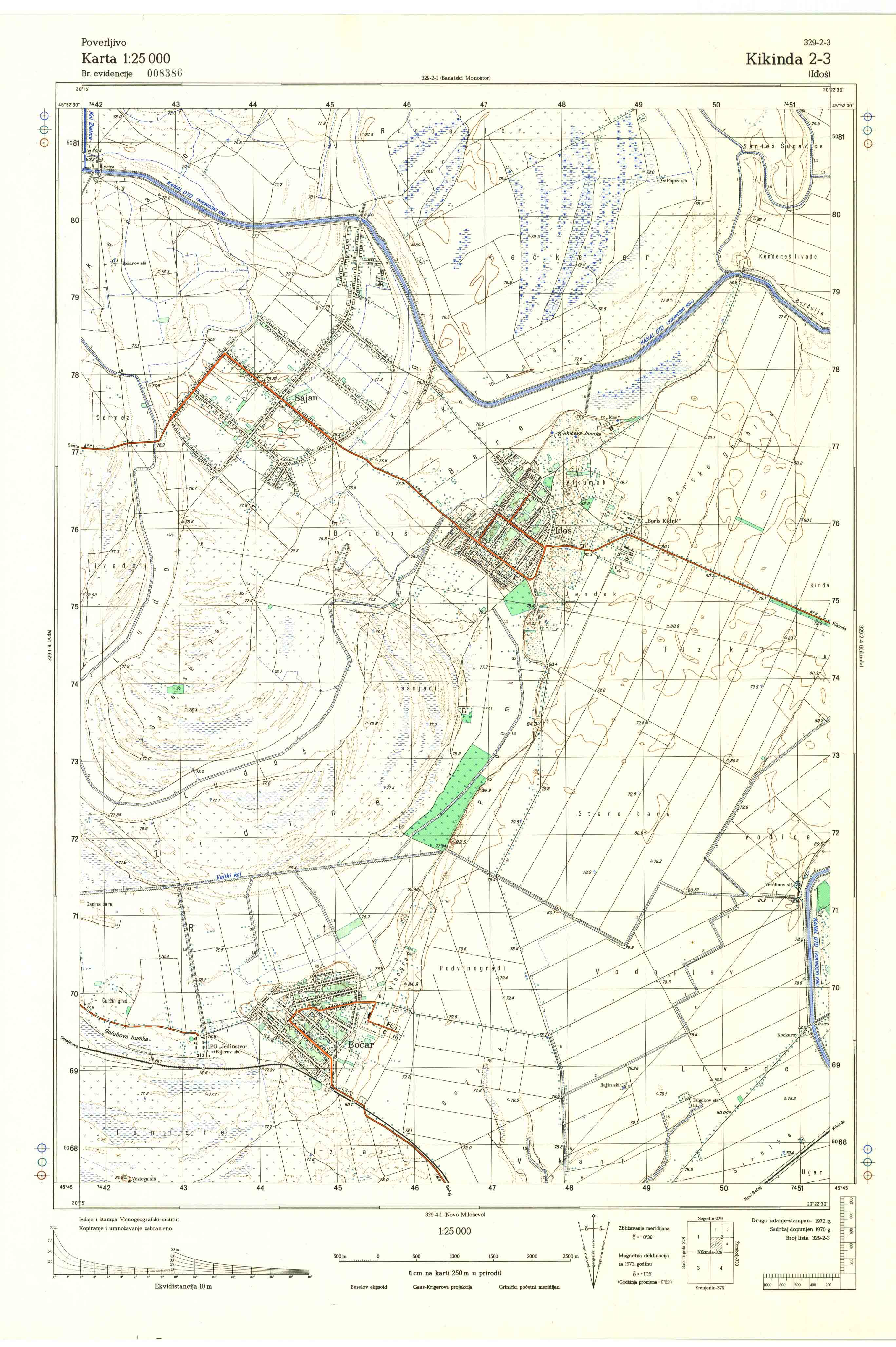  topografska karta srbije 25000 JNA  Kikinda 