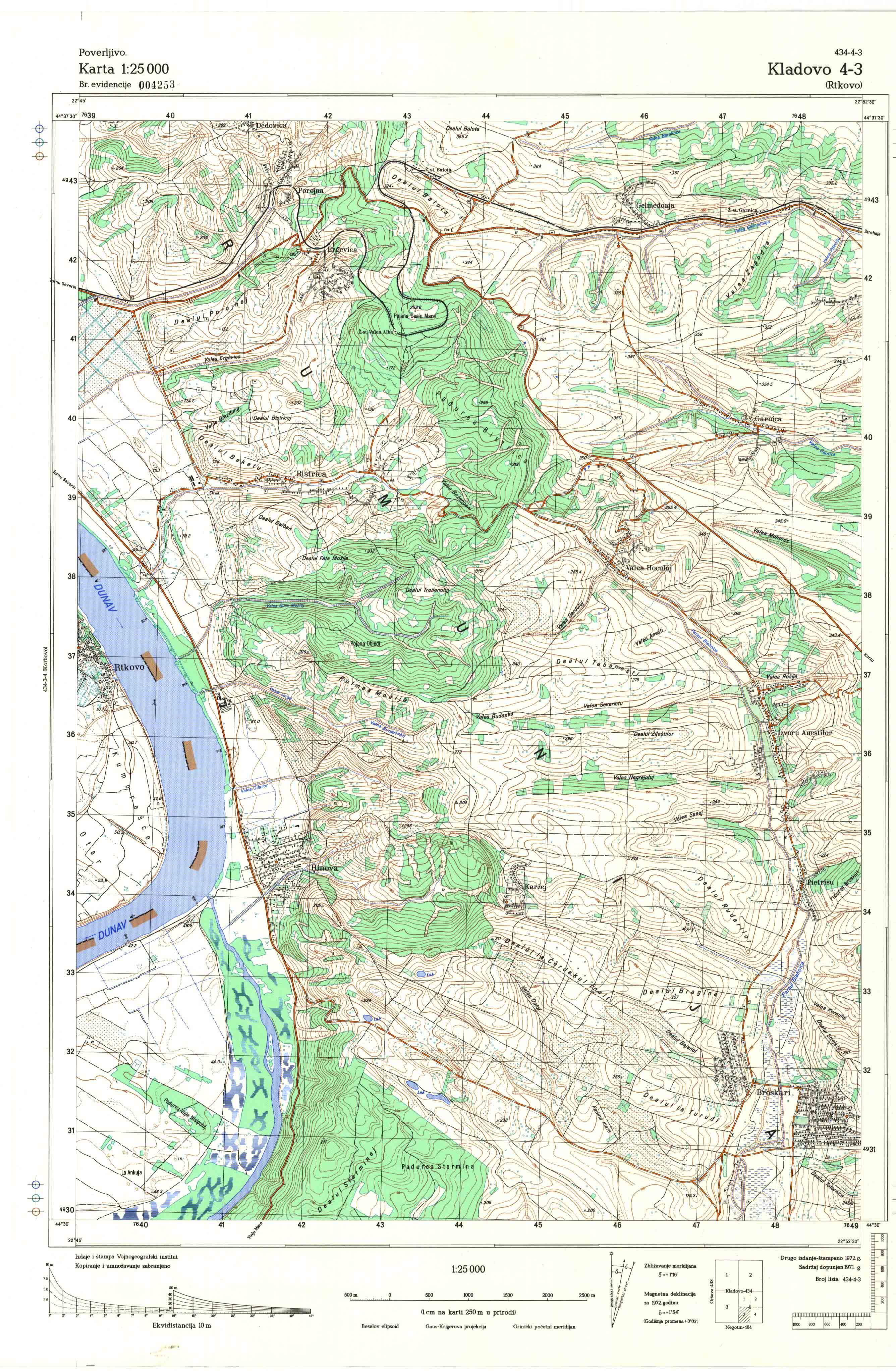  topografska karta srbije 25000 JNA  Kladovo