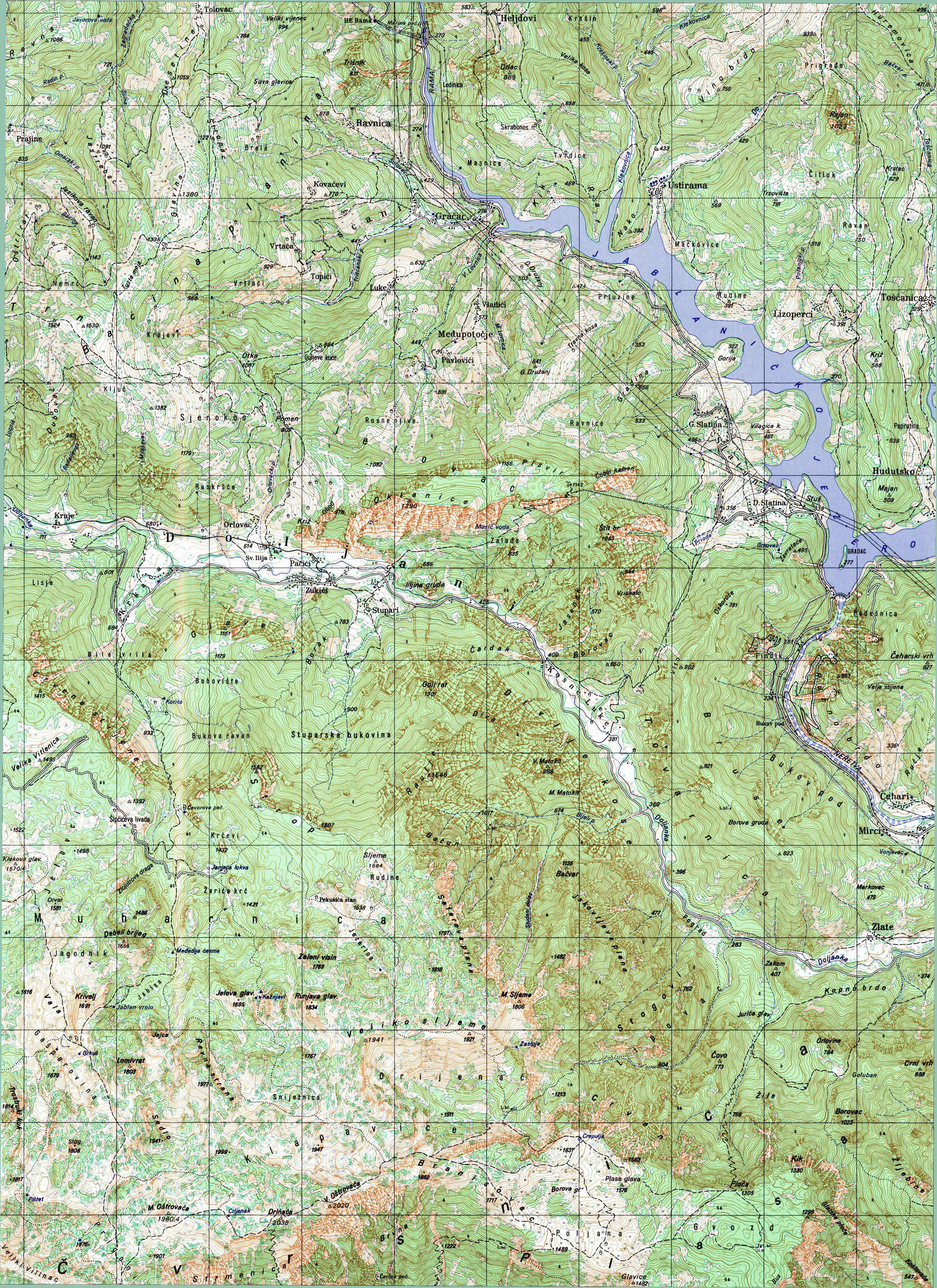  topografska karta BiH 25000 JNA  lisnja sever