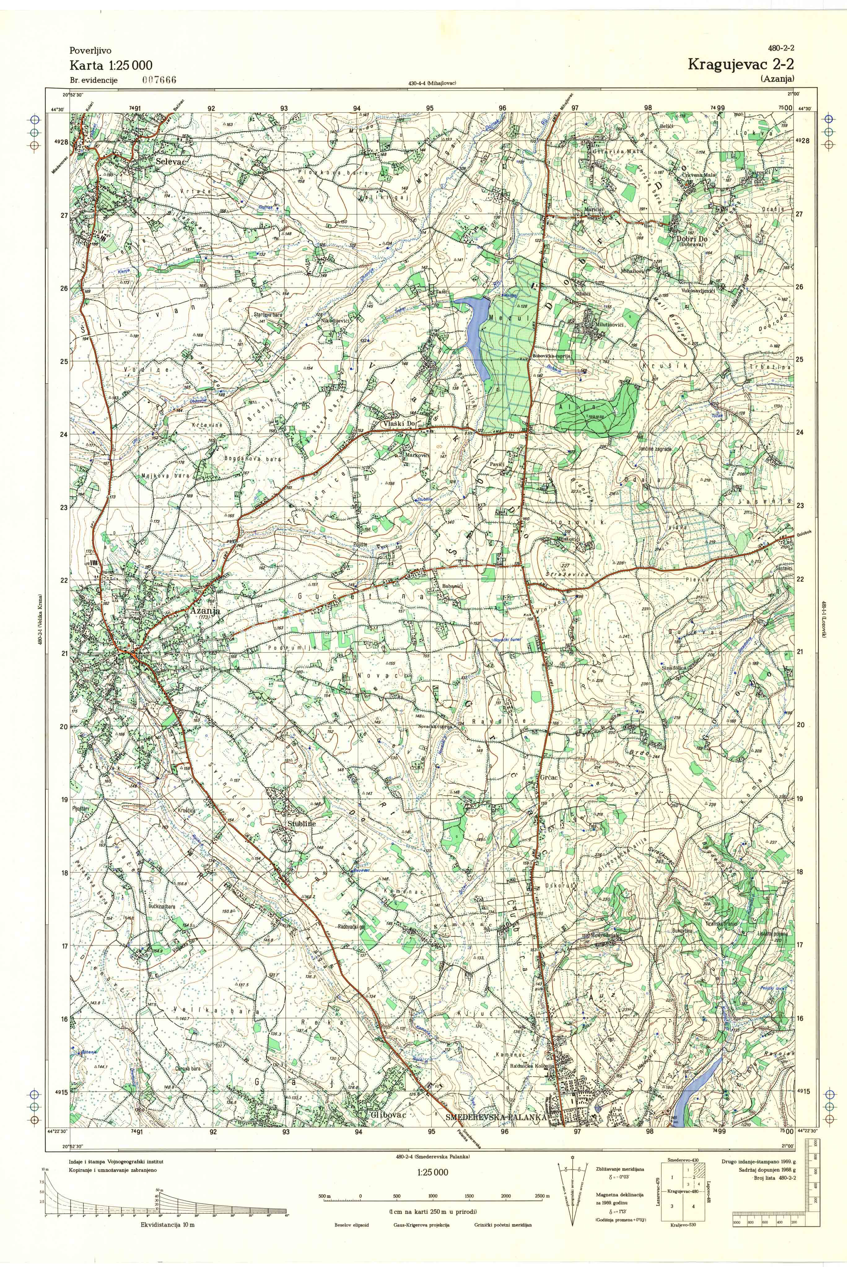  topografska karta srbije 25000 JNA  Kragujevac