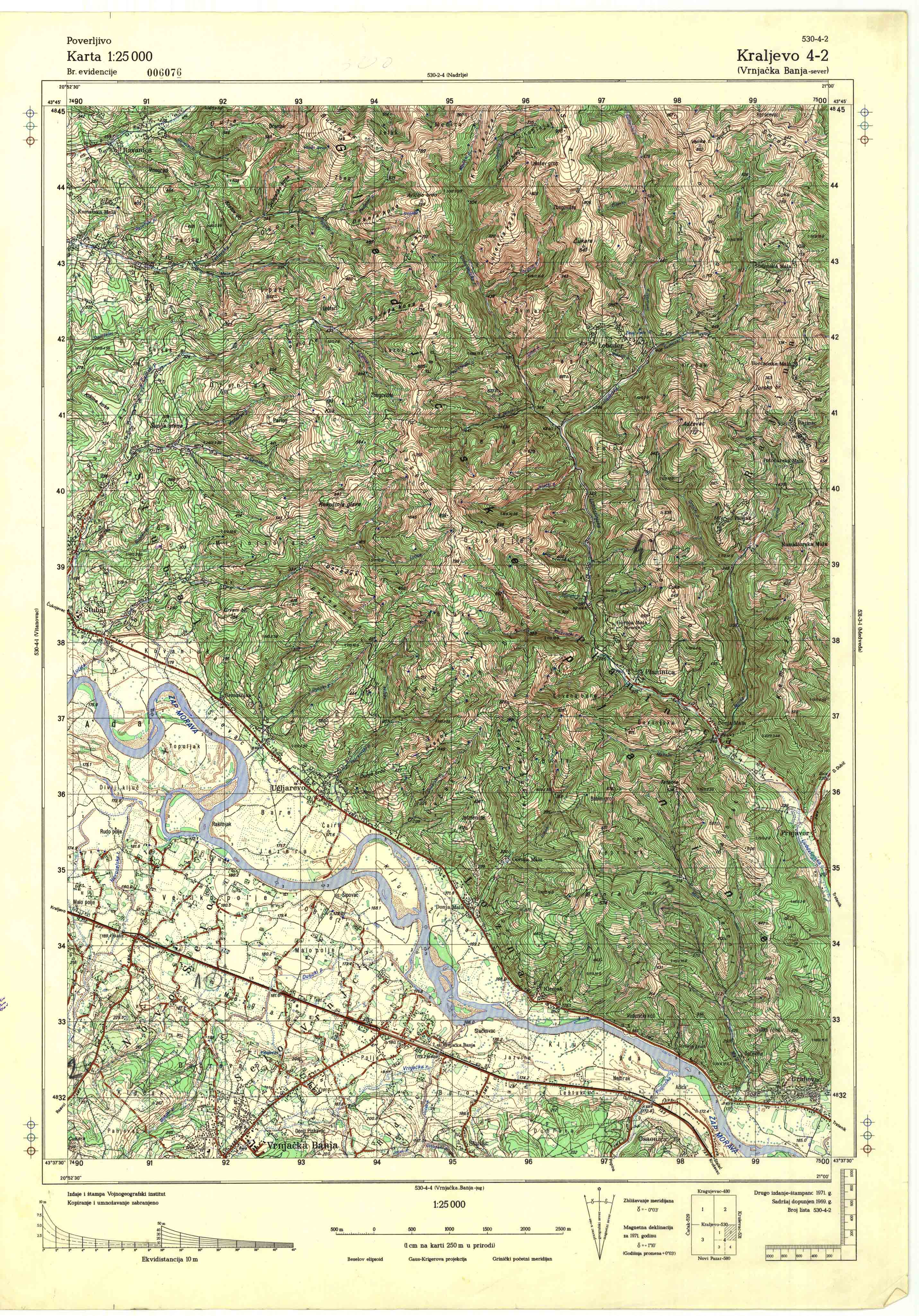  topografska karta srbije 25000 JNA  Kraljevo