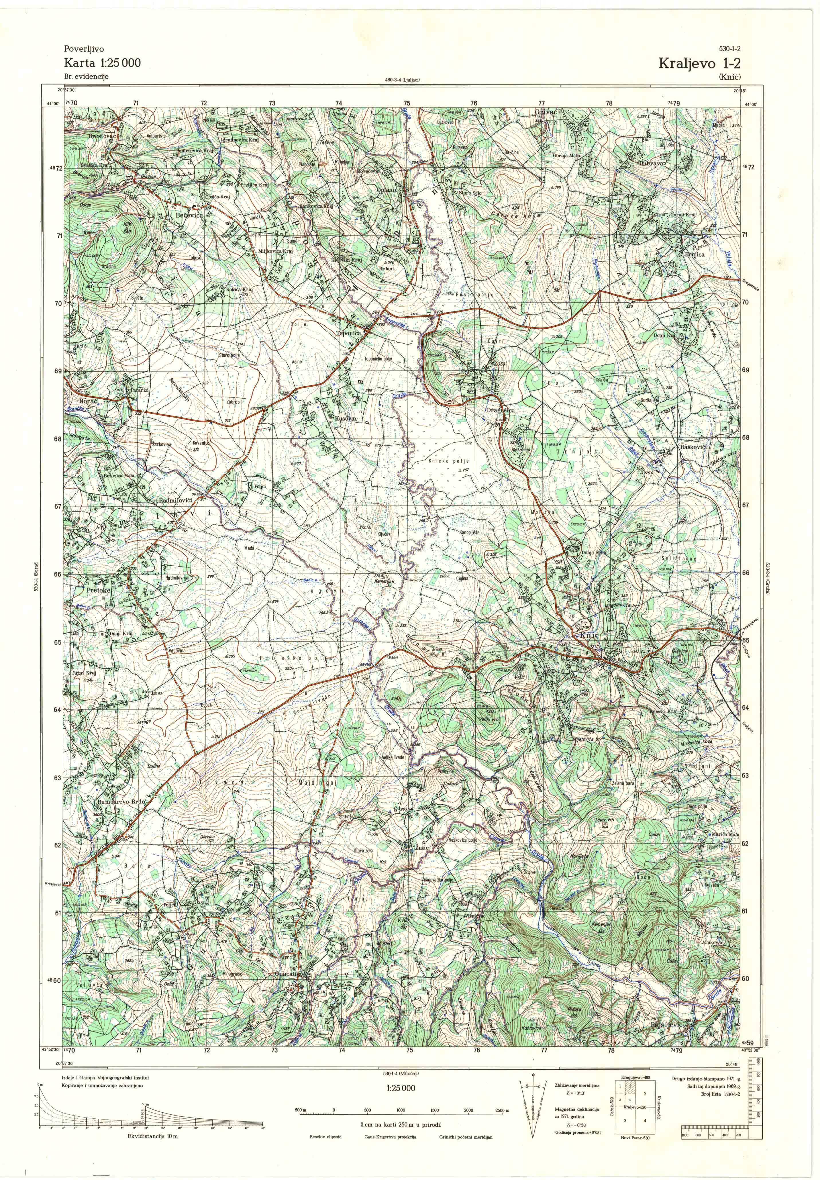  topografska karta srbije 25000 JNA  Kraljevo