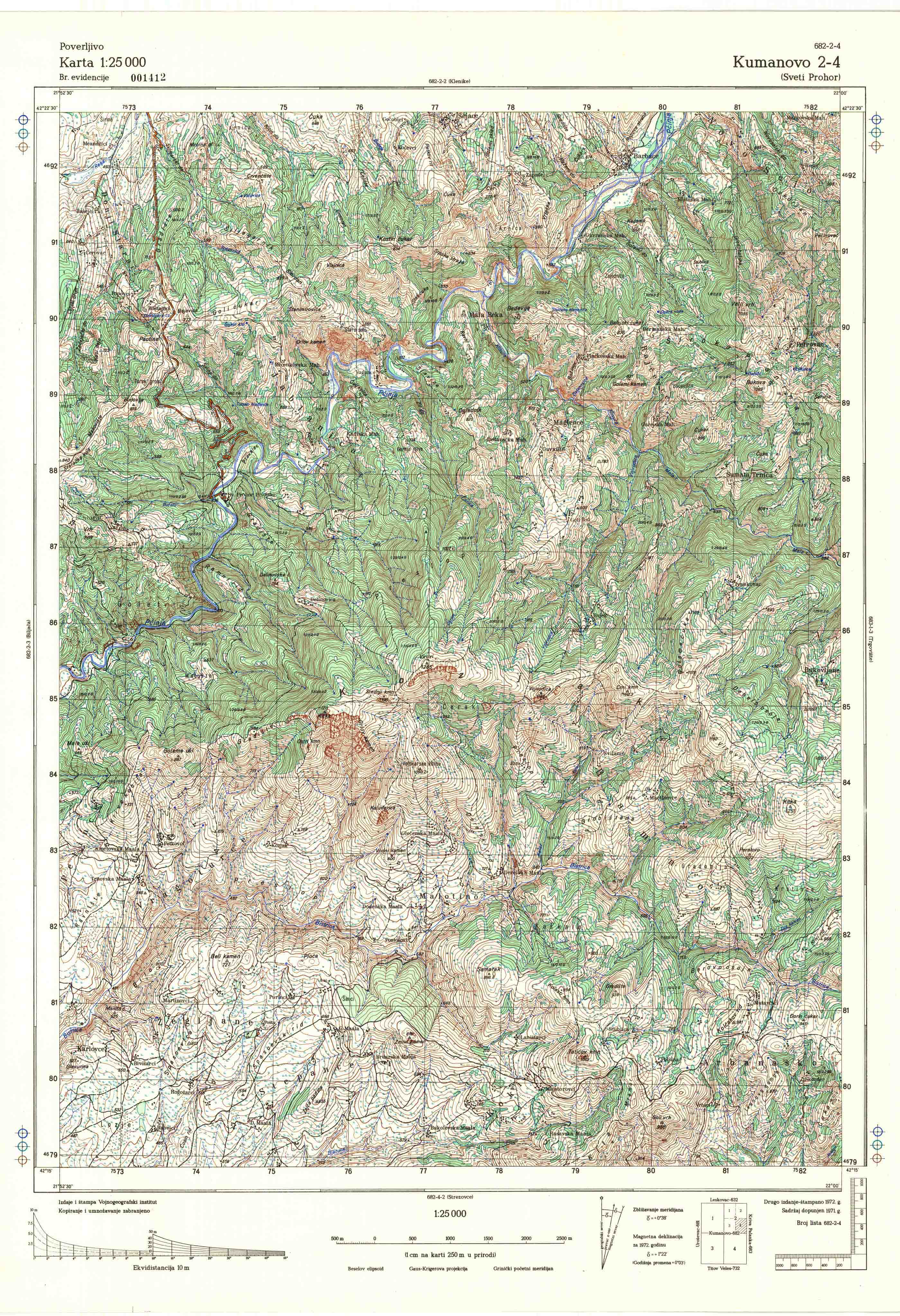  topografska karta makedonije 25000 JNA  kumanovo