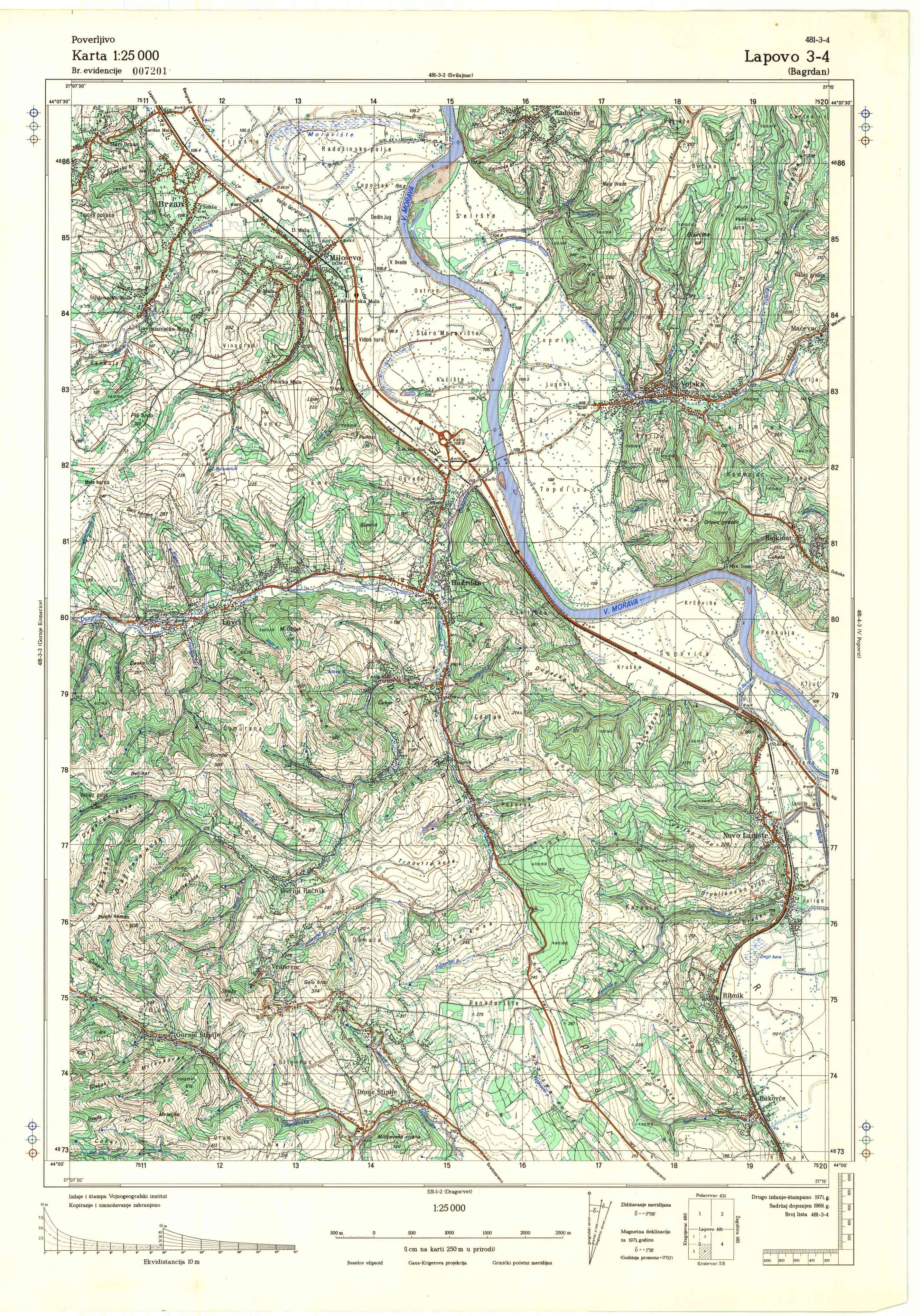  topografska karta srbije 25000 JNA  Lapovo
