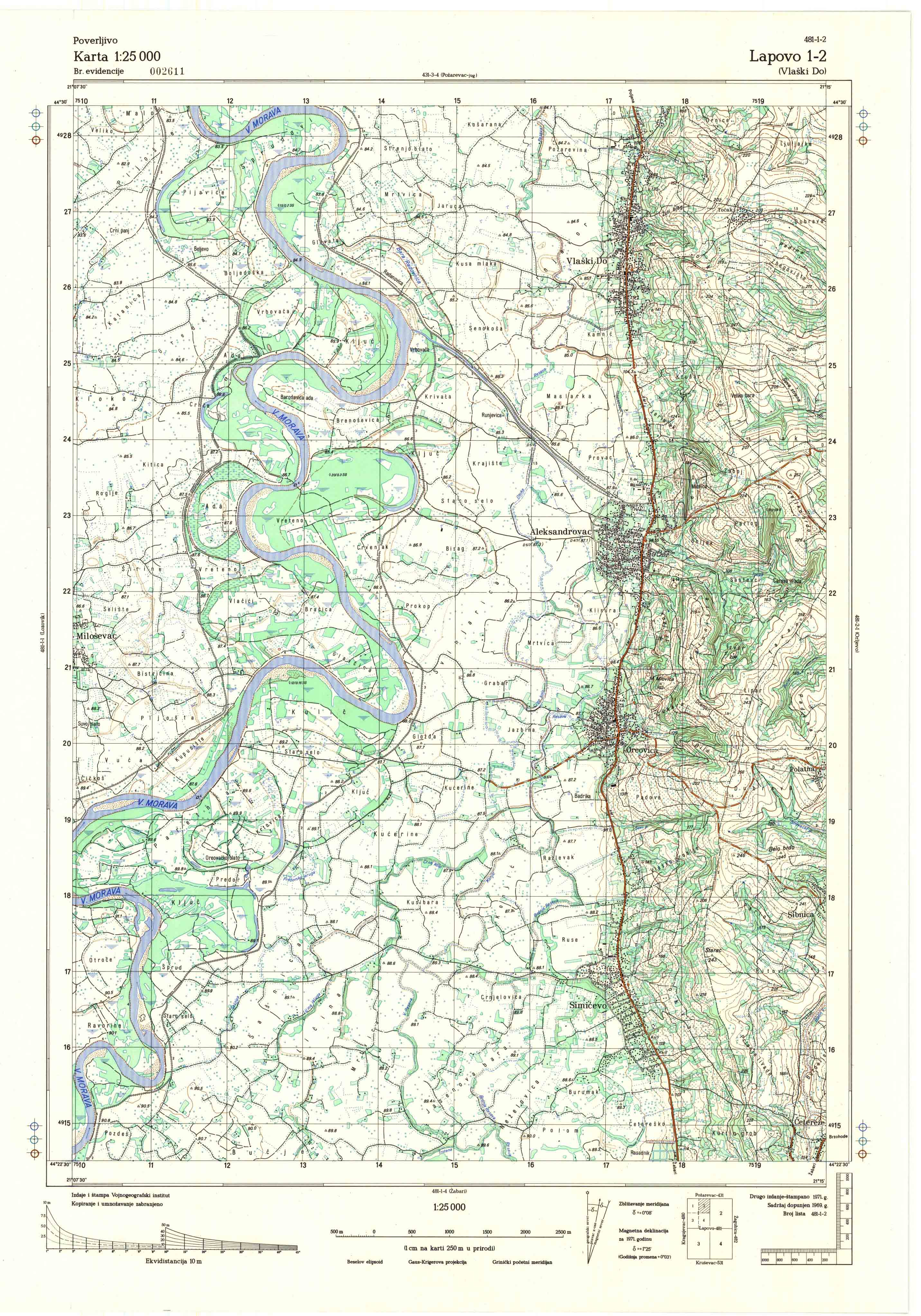  topografska karta srbije 25000 JNA  Lapovo