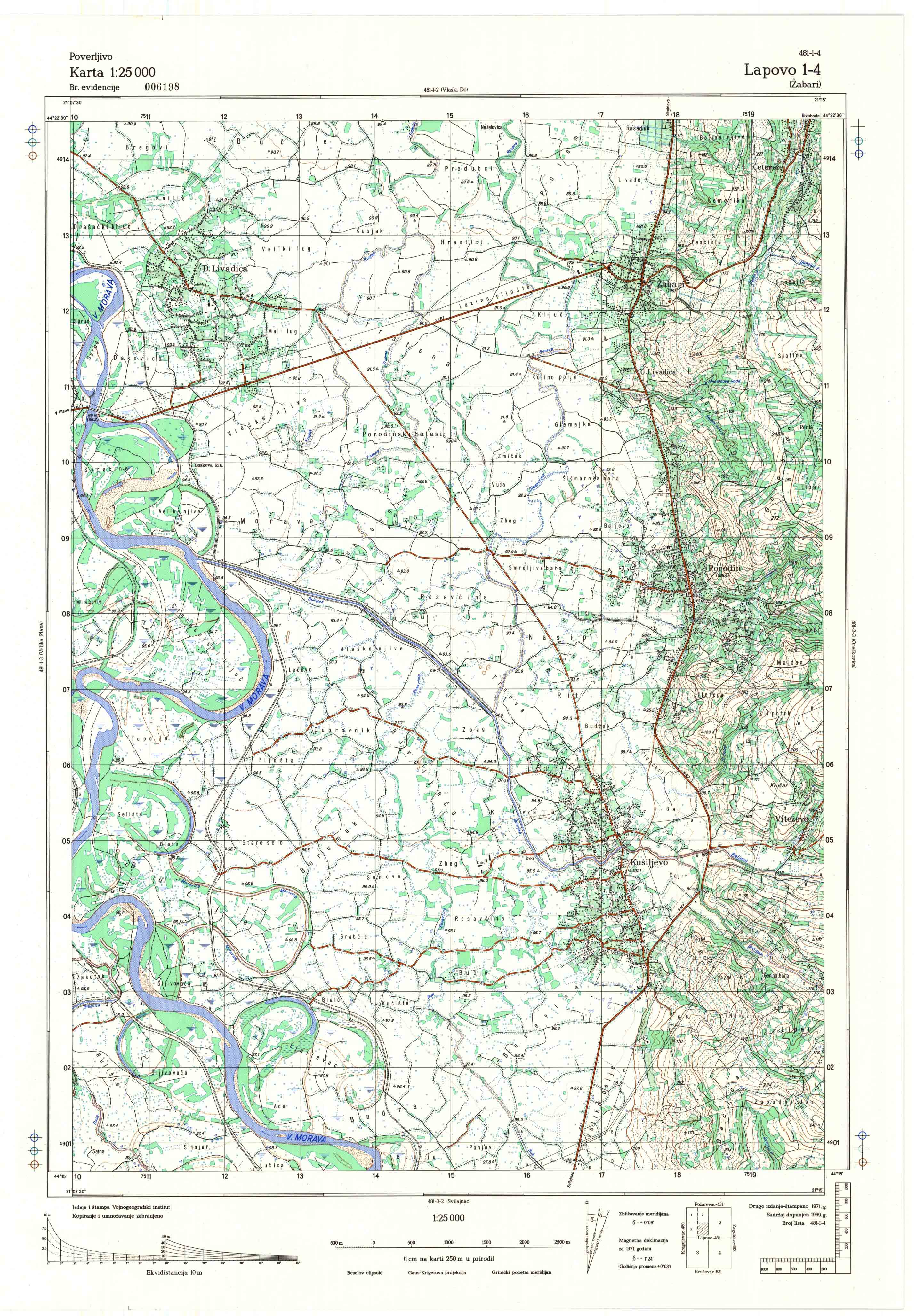  topografska karta srbije 25000 JNA  Lapovo
