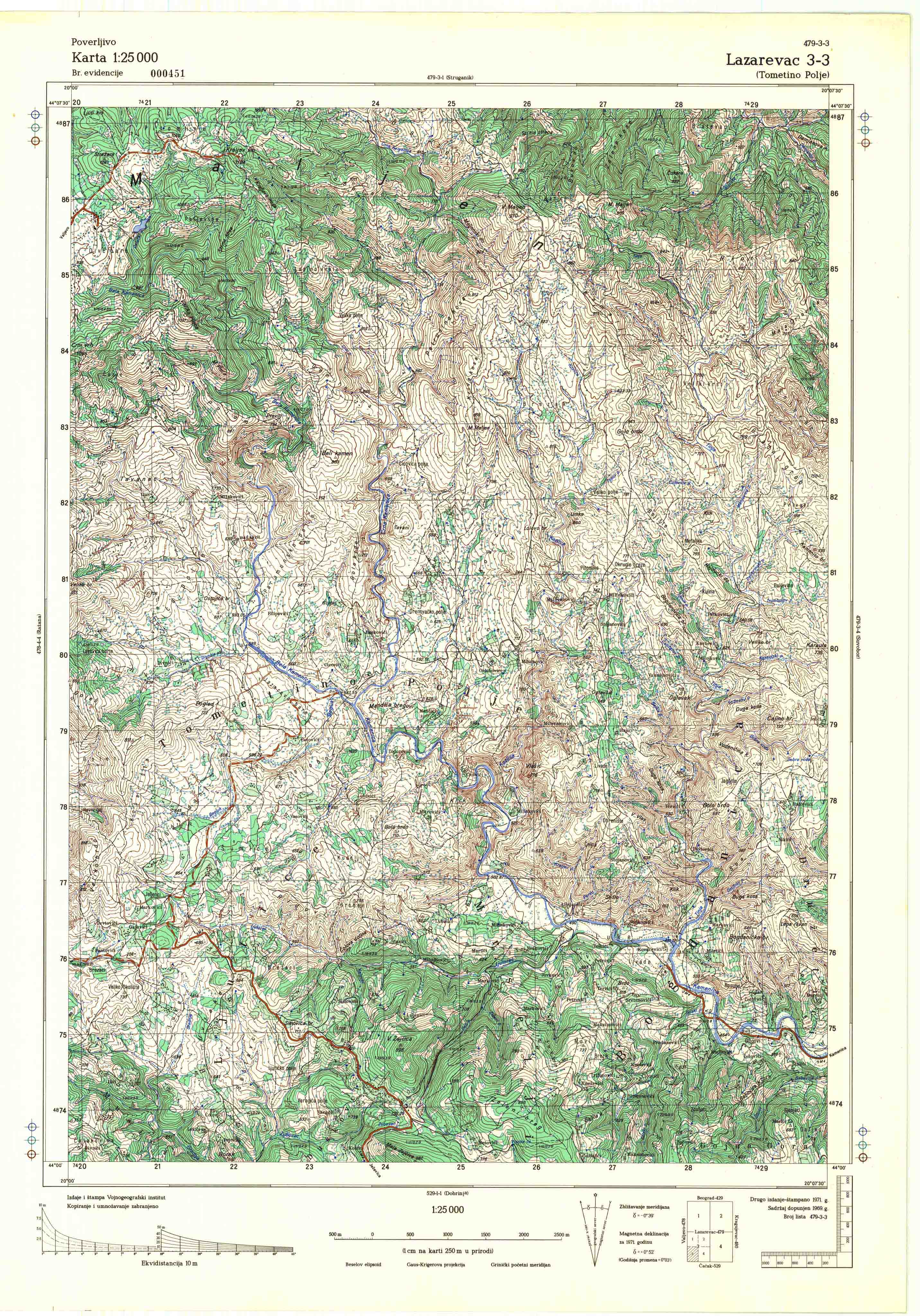  topografska karta srbije 25000 JNA  Lazarevac