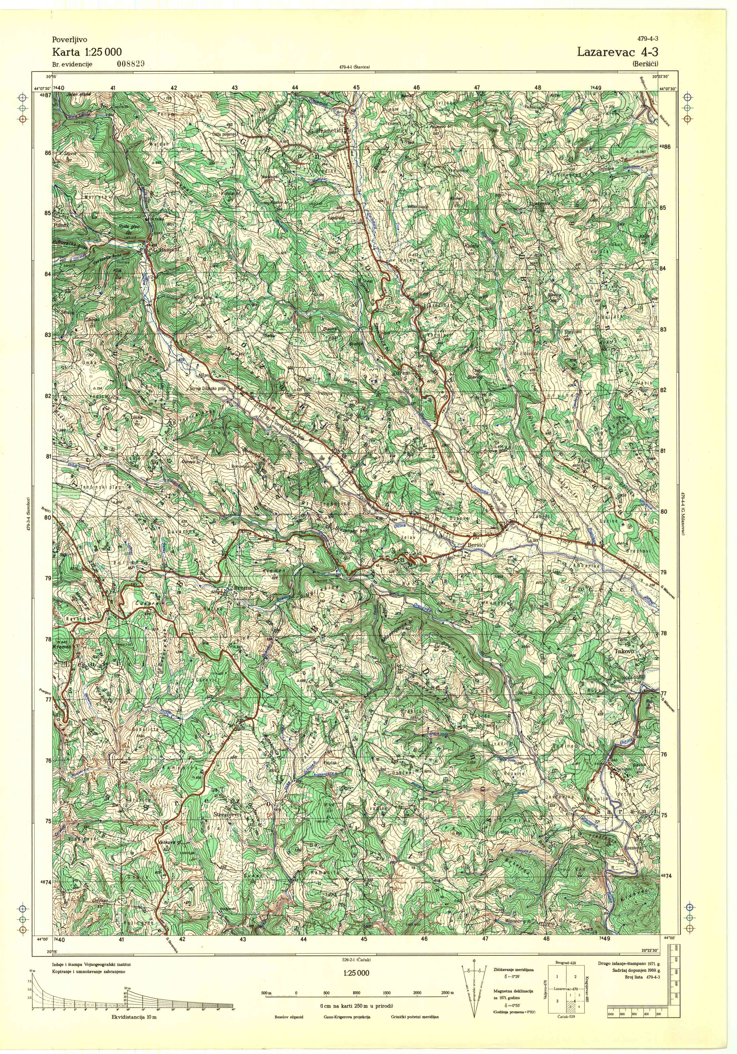  topografska karta srbije 25000 JNA  Lazarevac