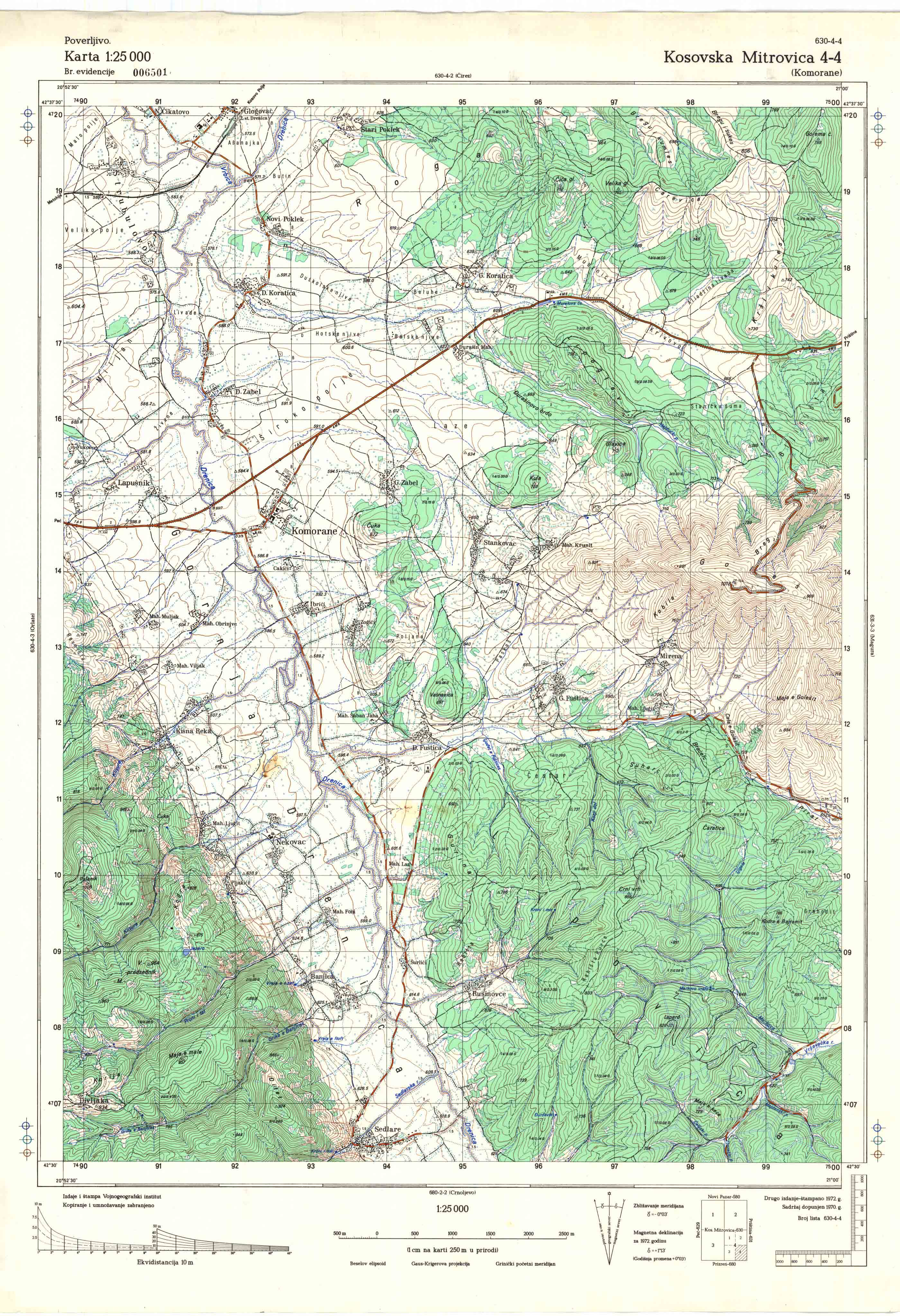  topografska karta Kosovo 25000 JNA  Kosovska Mitrovica