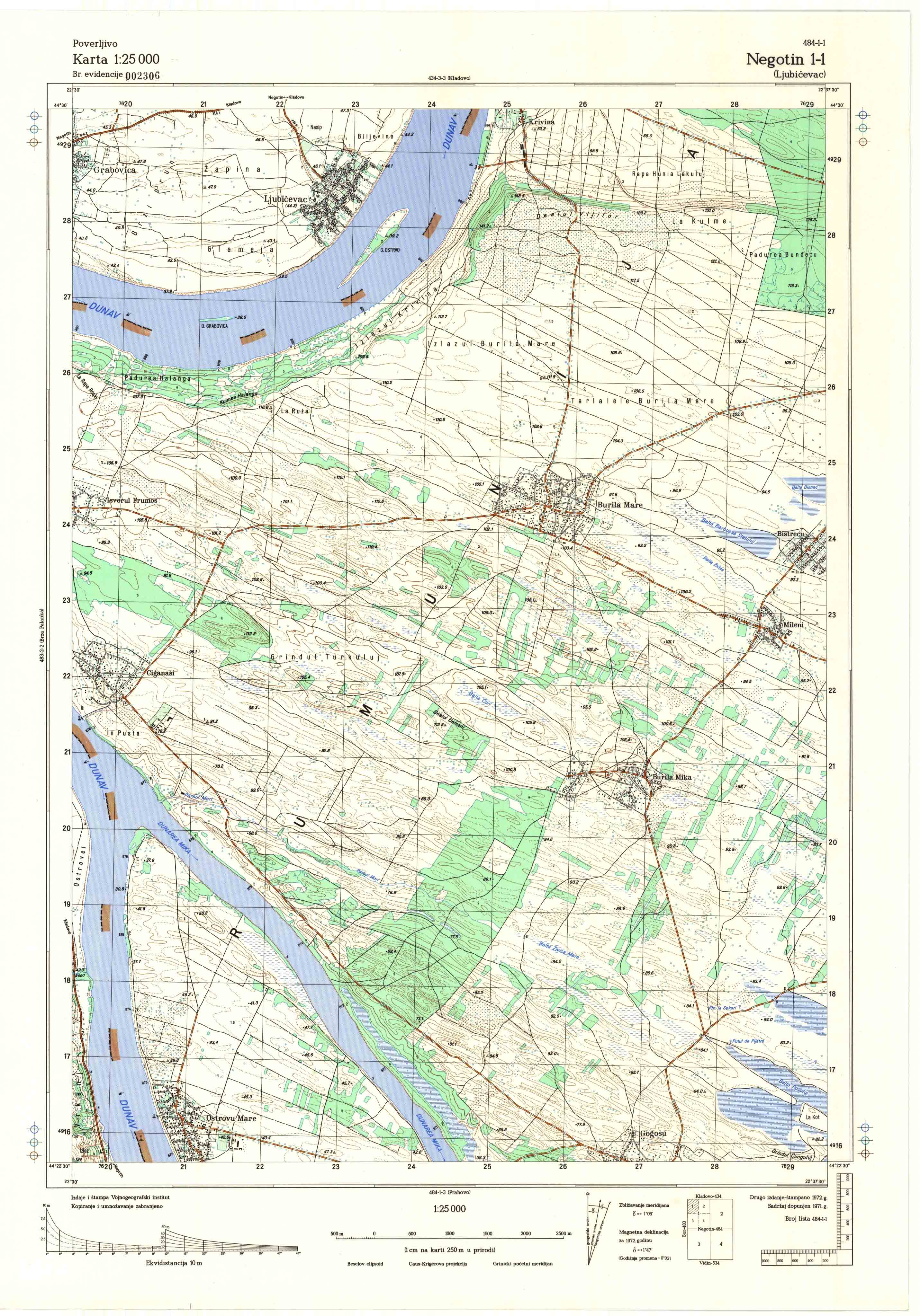  topografska karta srbije 25000 JNA  Negotin