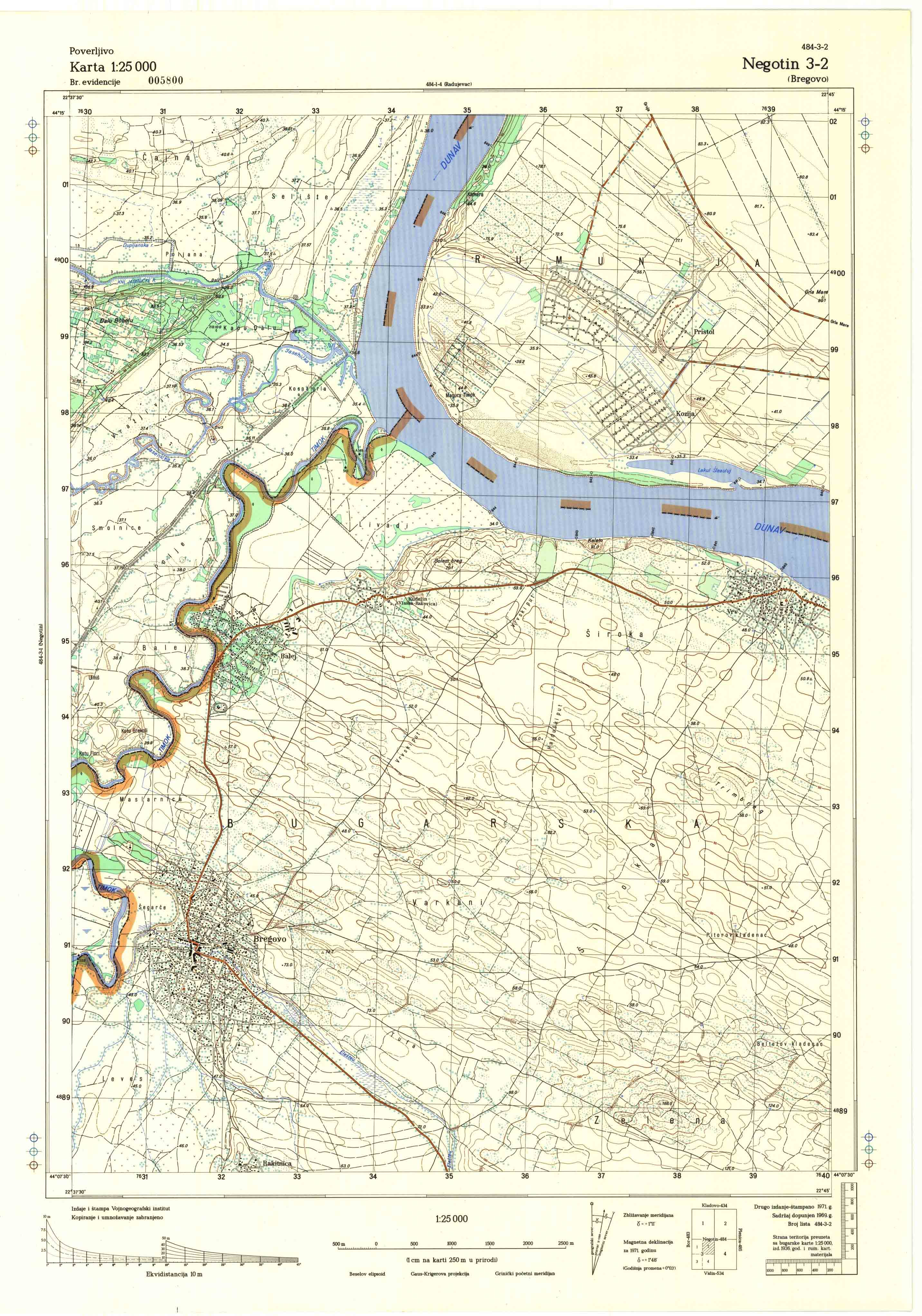  topografska karta srbije 25000 JNA  Negotin