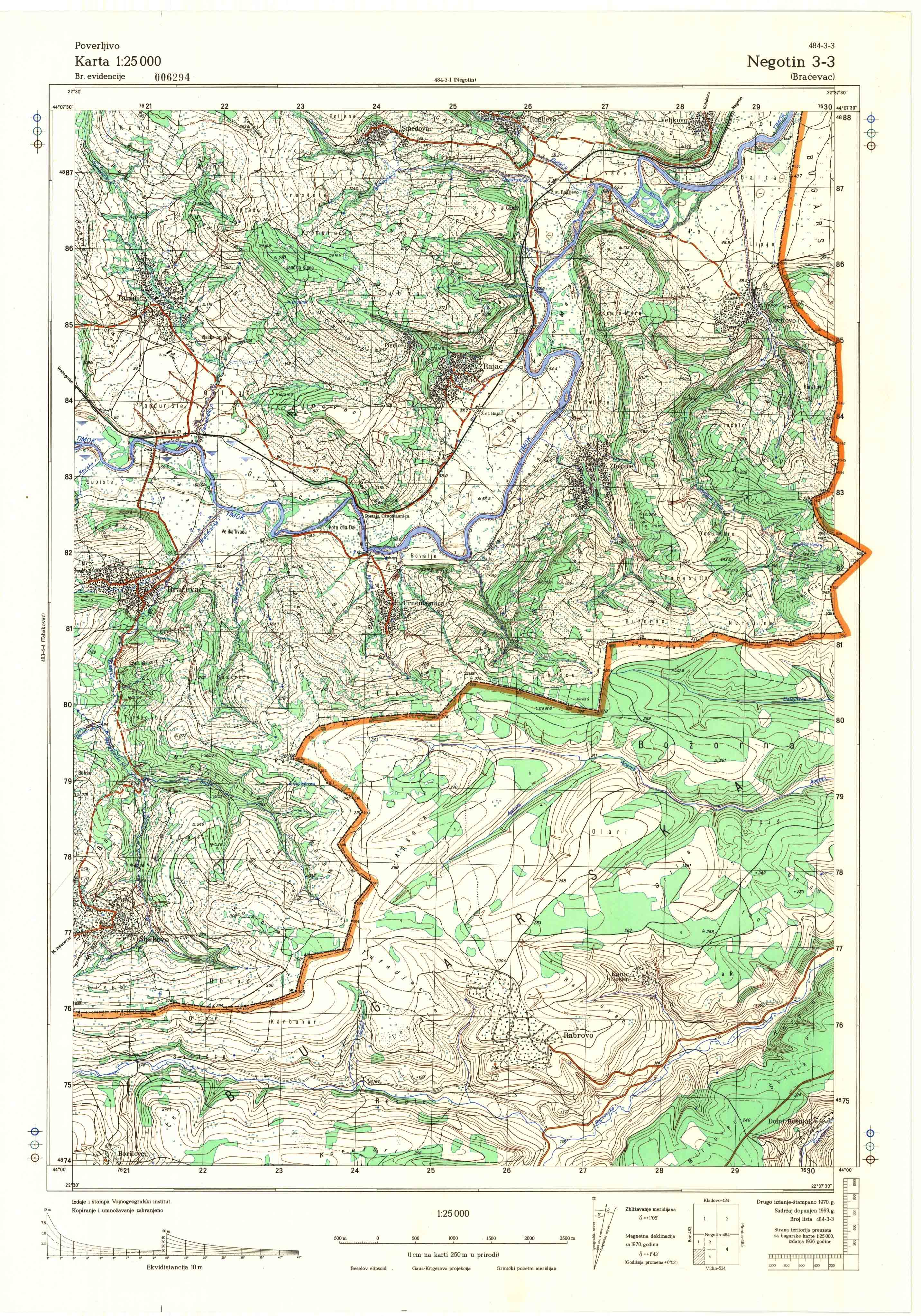  topografska karta srbije 25000 JNA  Negotin