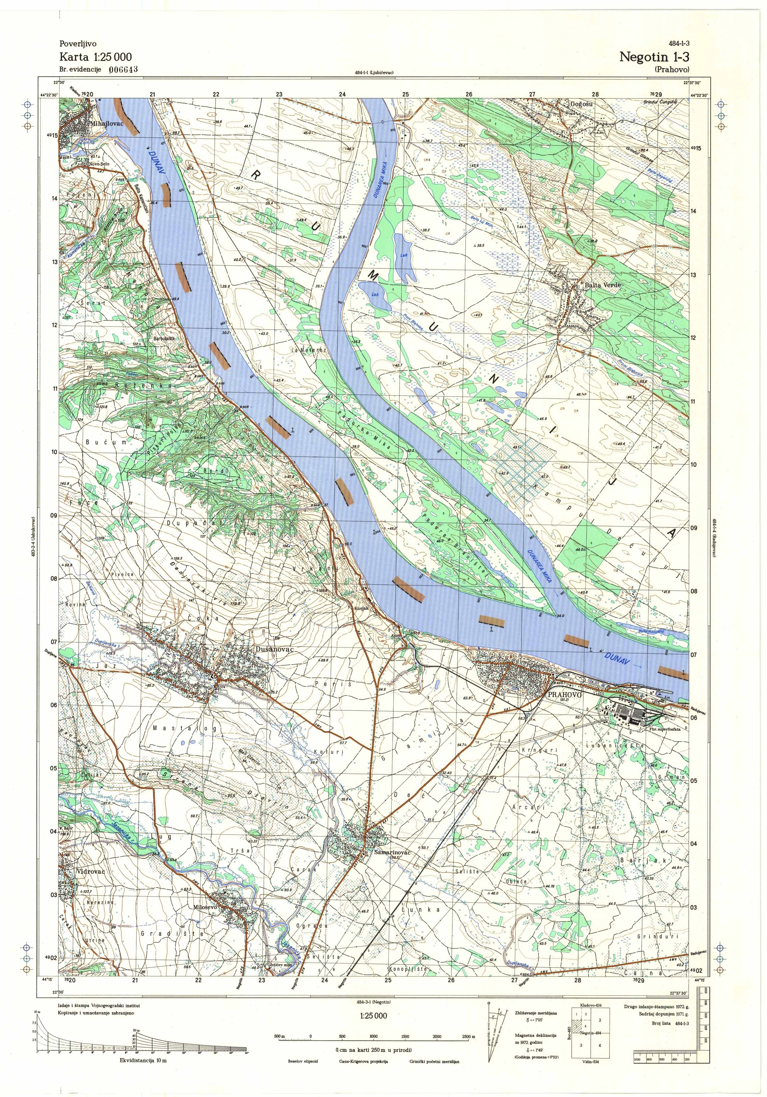  topografska karta srbije 25000 JNA  Negotin