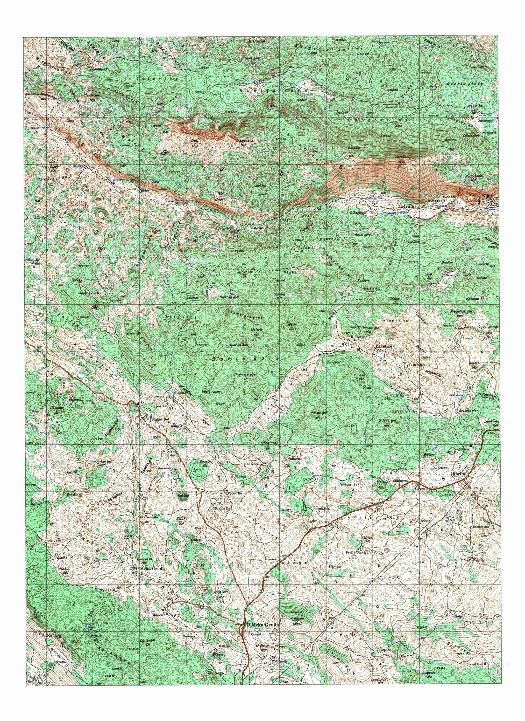  topografska karta BiH 25000 JNA  gornji vakuf