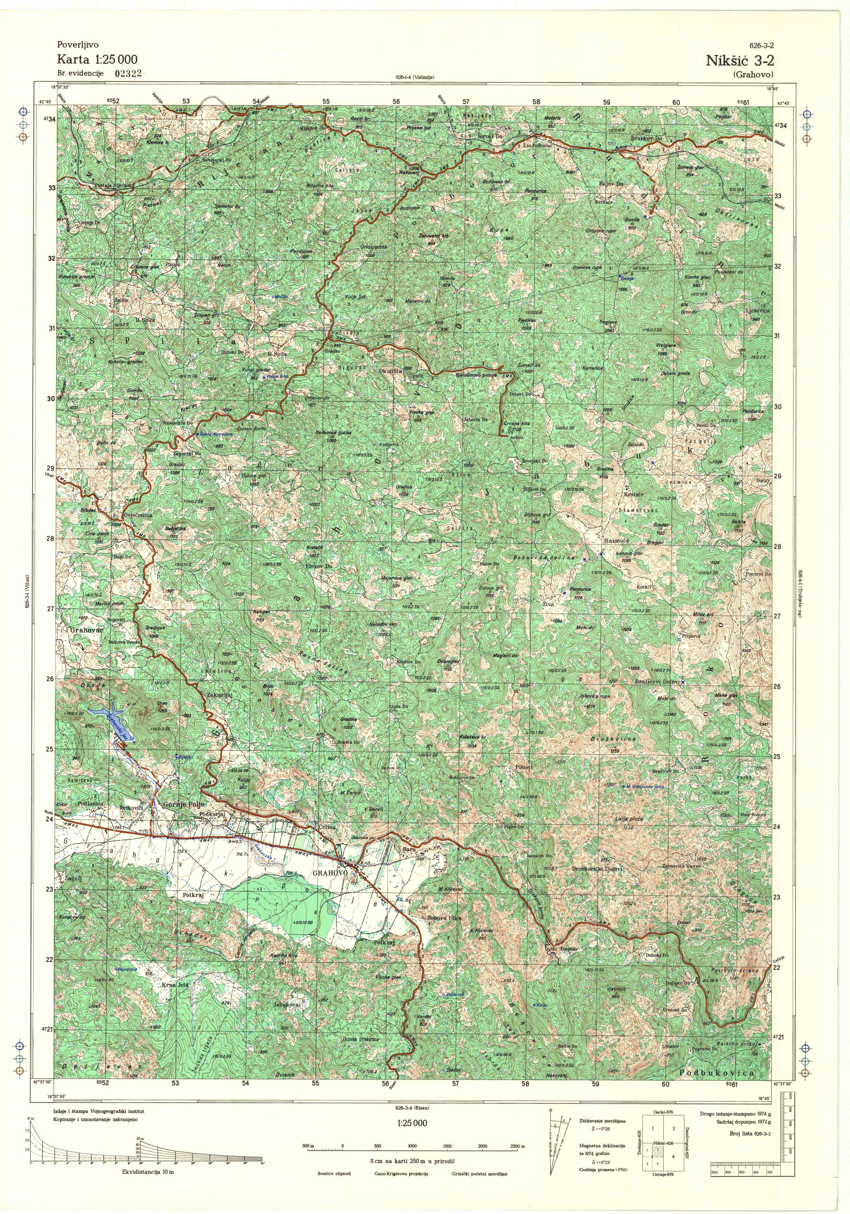  topografska karta srbije 25000 JNA  Nikšič