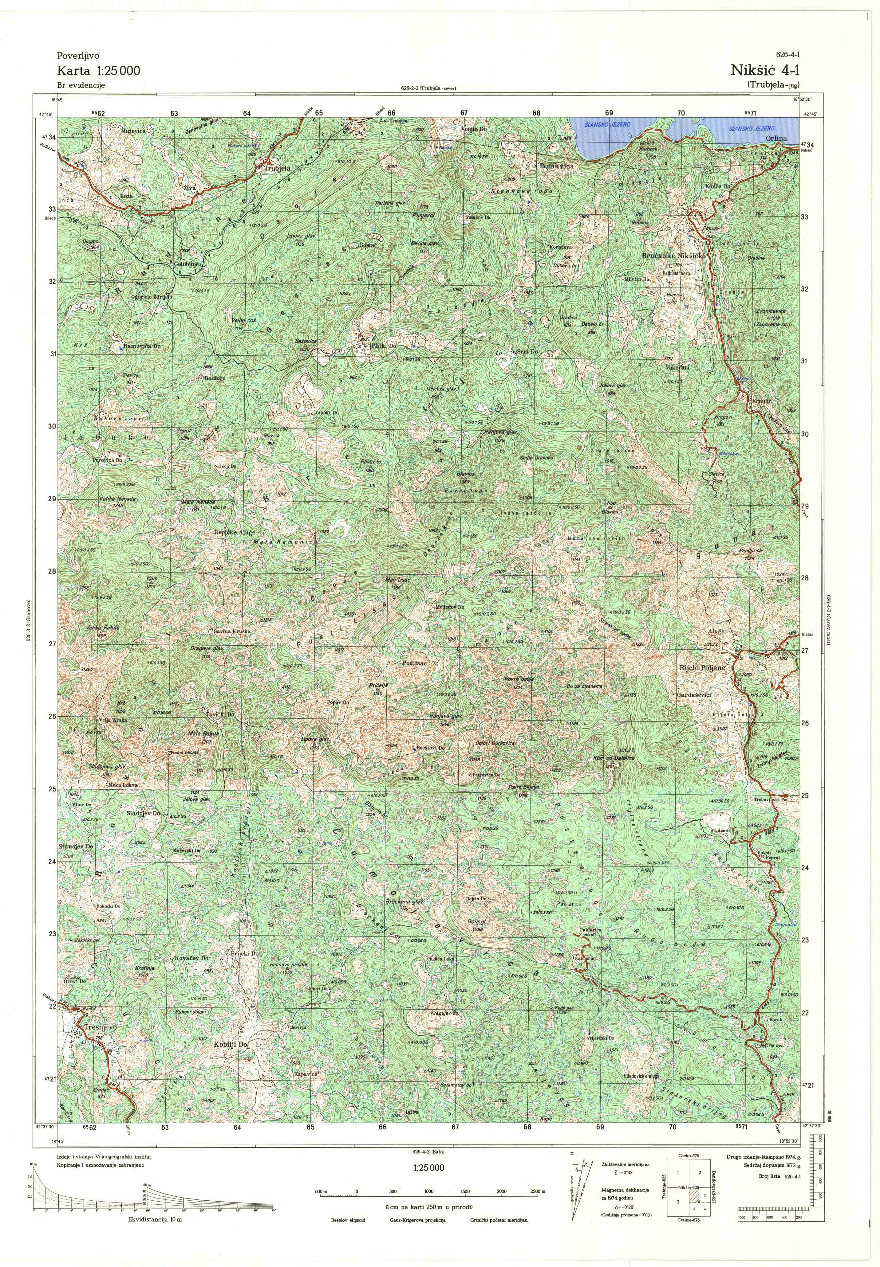  topografska karta srbije 25000 JNA  Nikšič