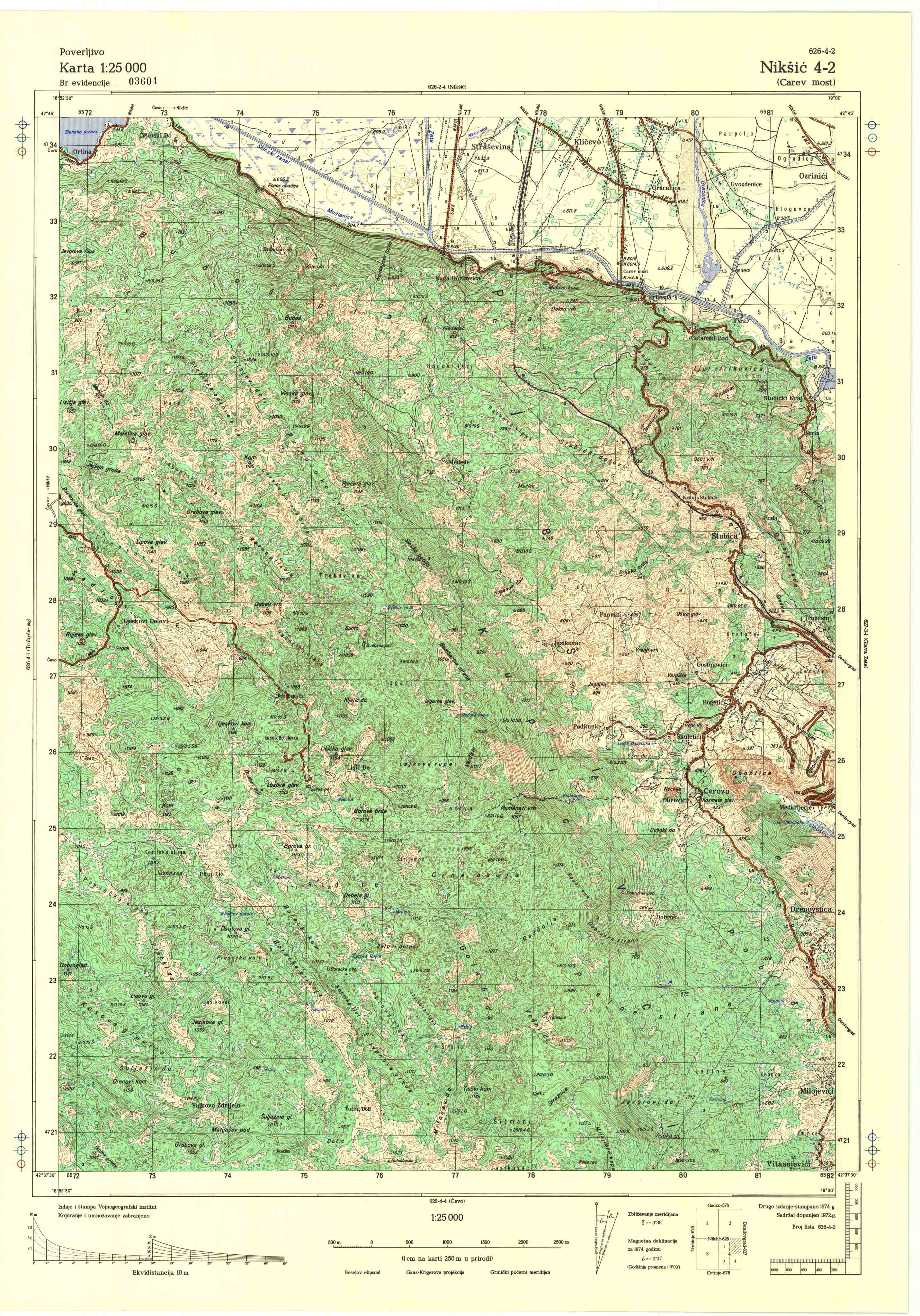  topografska karta srbije 25000 JNA  Nikšič