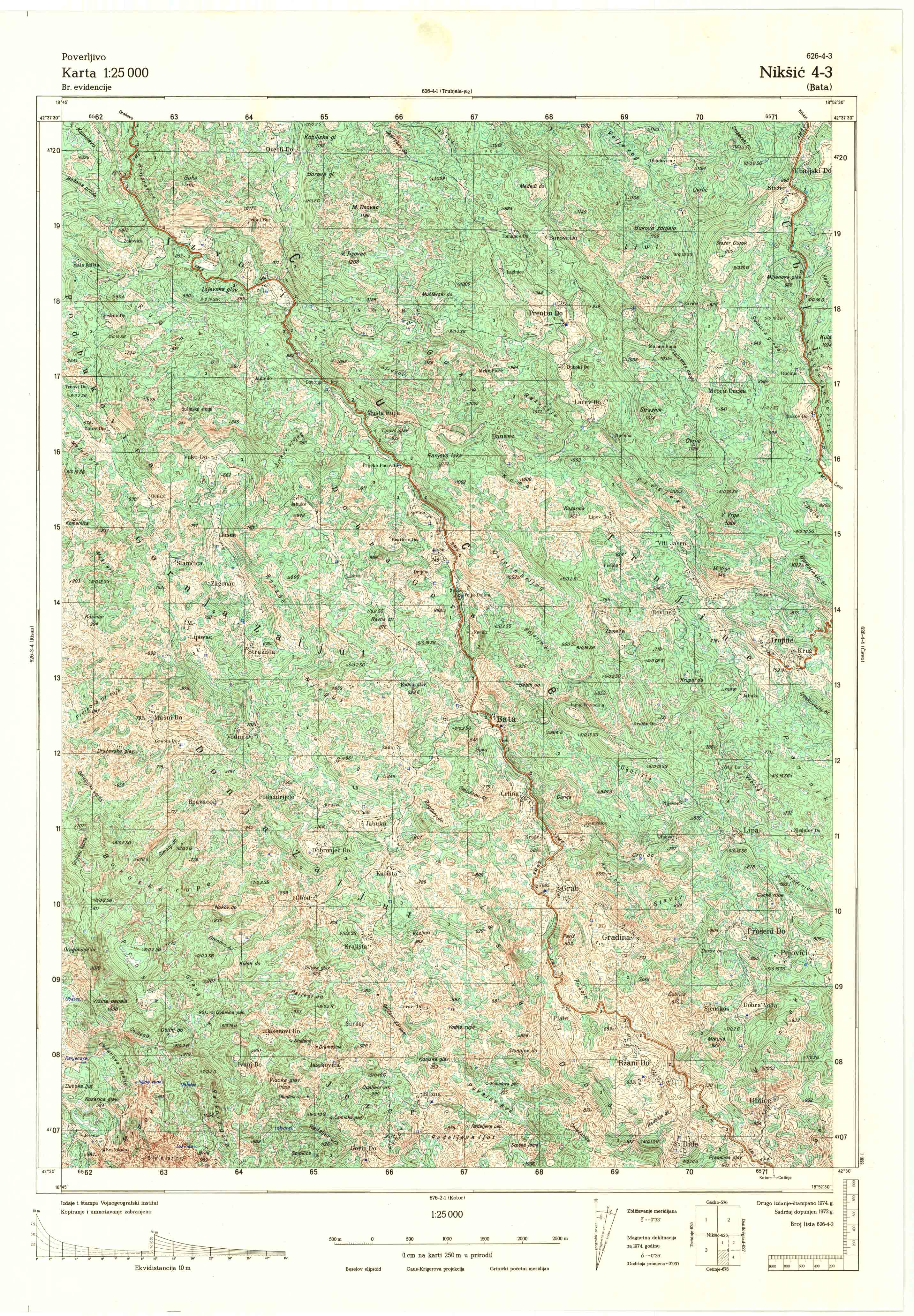  topografska karta srbije 25000 JNA  Nikšič