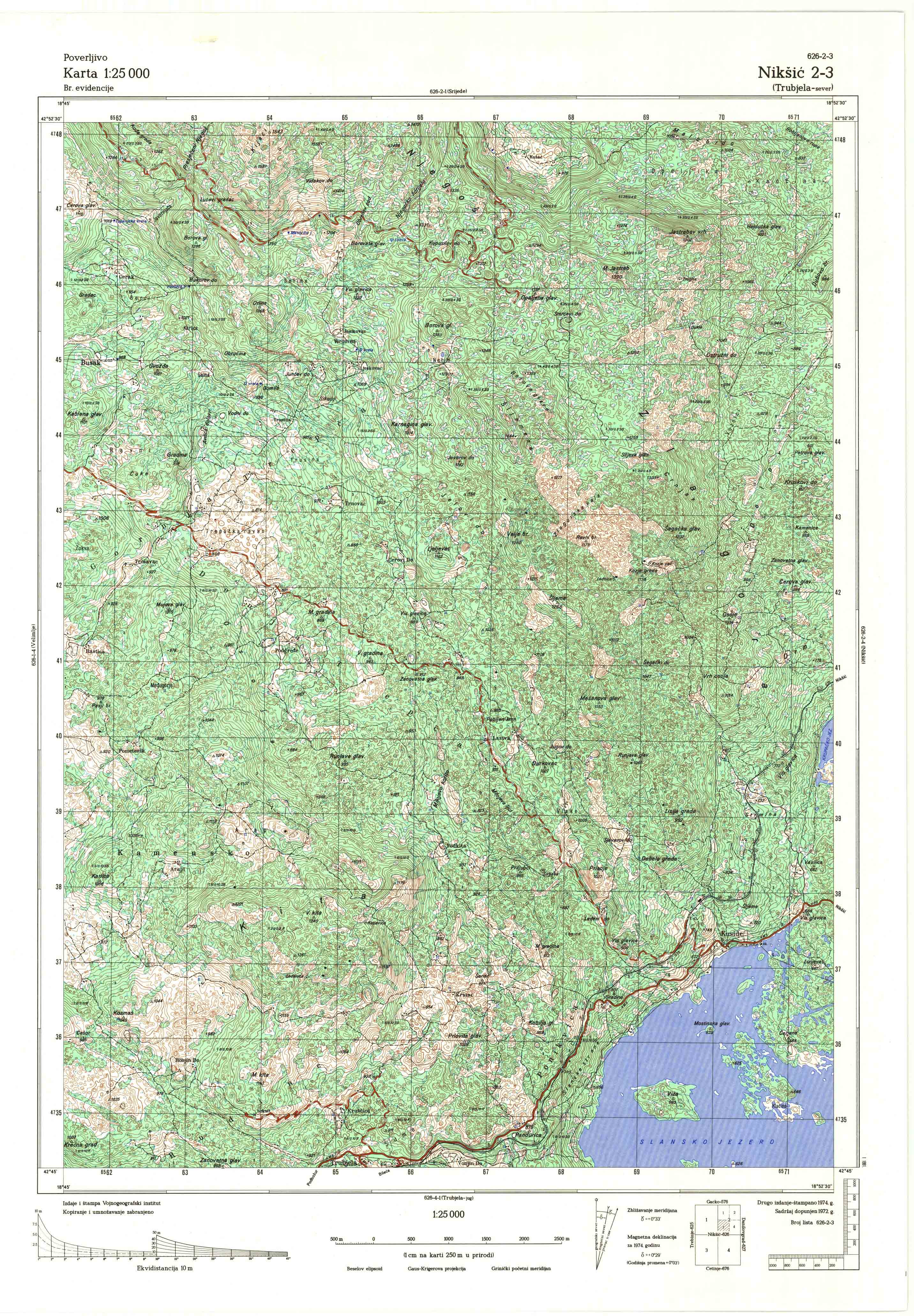  topografska karta srbije 25000 JNA  Nikšič