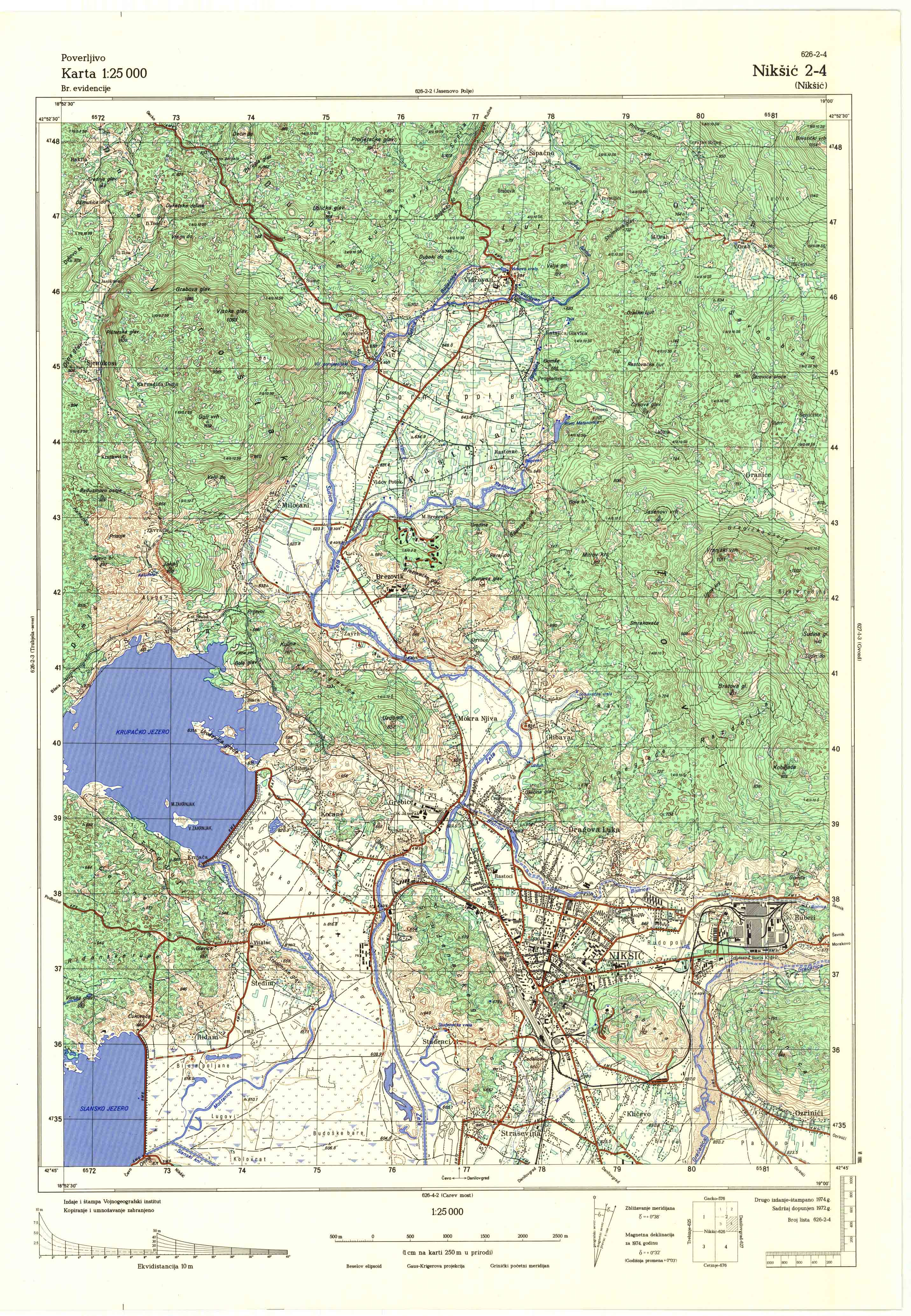  topografska karta srbije 25000 JNA  Nikšič